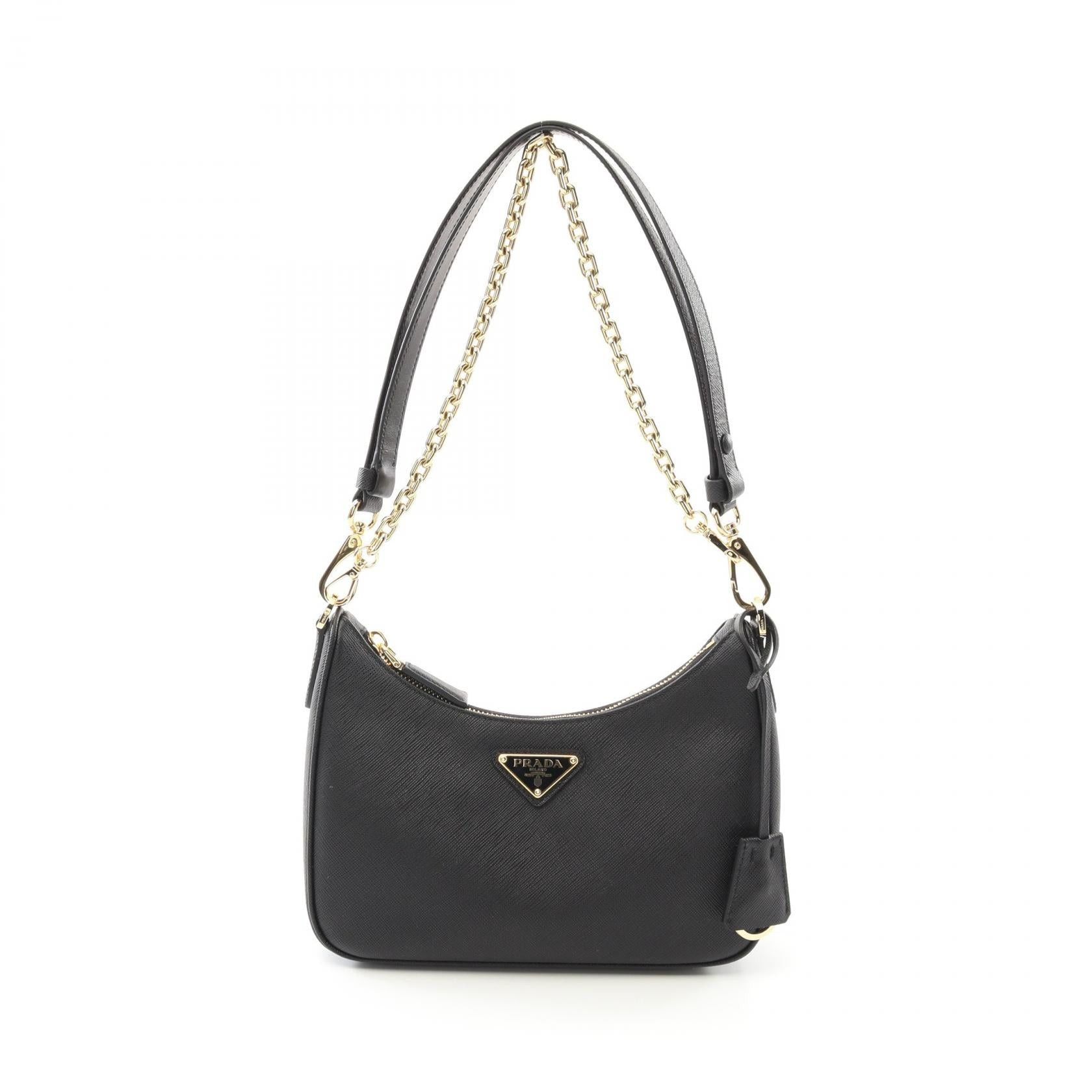 Prada Prada Saffiano Lux Re-Edition 1995 Chain Re-Nylon Shoulder Bag Leather Black Size ONE SIZE - 1 Thumbnail