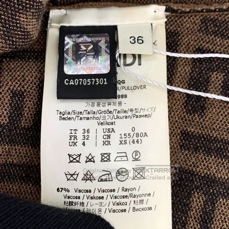 Fendi Fendi Dark brown logo letter all-over print round neck lon Size 4XL / US 24-26 - 6 Thumbnail