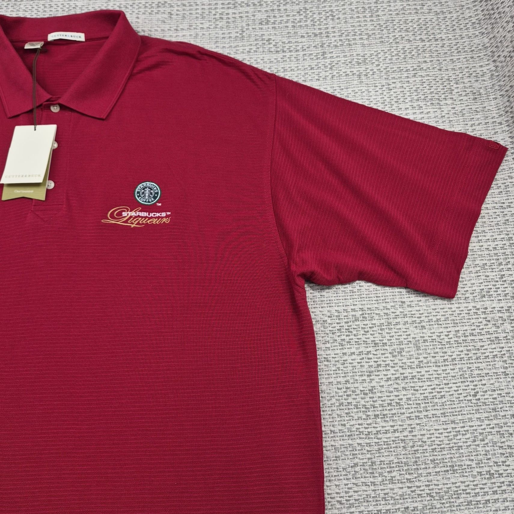 Cutter & Buck Cutter & Buck Golf Polo Shirt Mens 2XL Red Solid Embroidered Starbucks Liqueurs Polo Shirt USA Preppy Logo Golf Polo Size US XXL / EU 58 / 5 - 2 Thumbnail