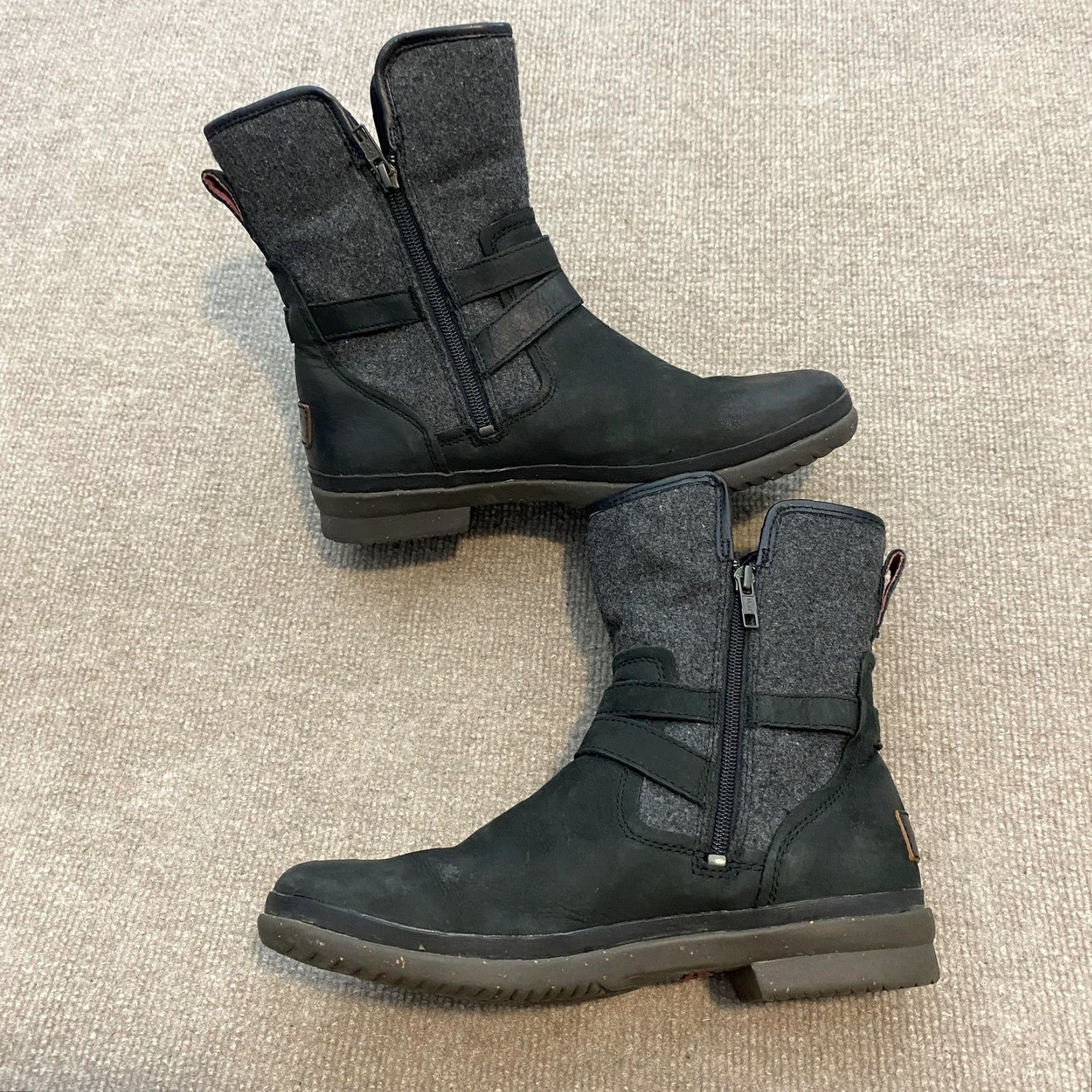 Ugg UGG Boots Womens Size 10 Black Leather Shearling Mid Calf Waterproof Zip Buckle Boots Size US 10 / IT 40 - 4 Thumbnail