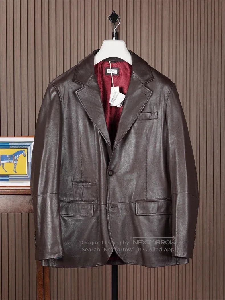 Brunello Cucinelli Brunello Cucinelli Men's calfskin single-breasted blazer Size US M / EU 48-50 / 2 - 1 Thumbnail