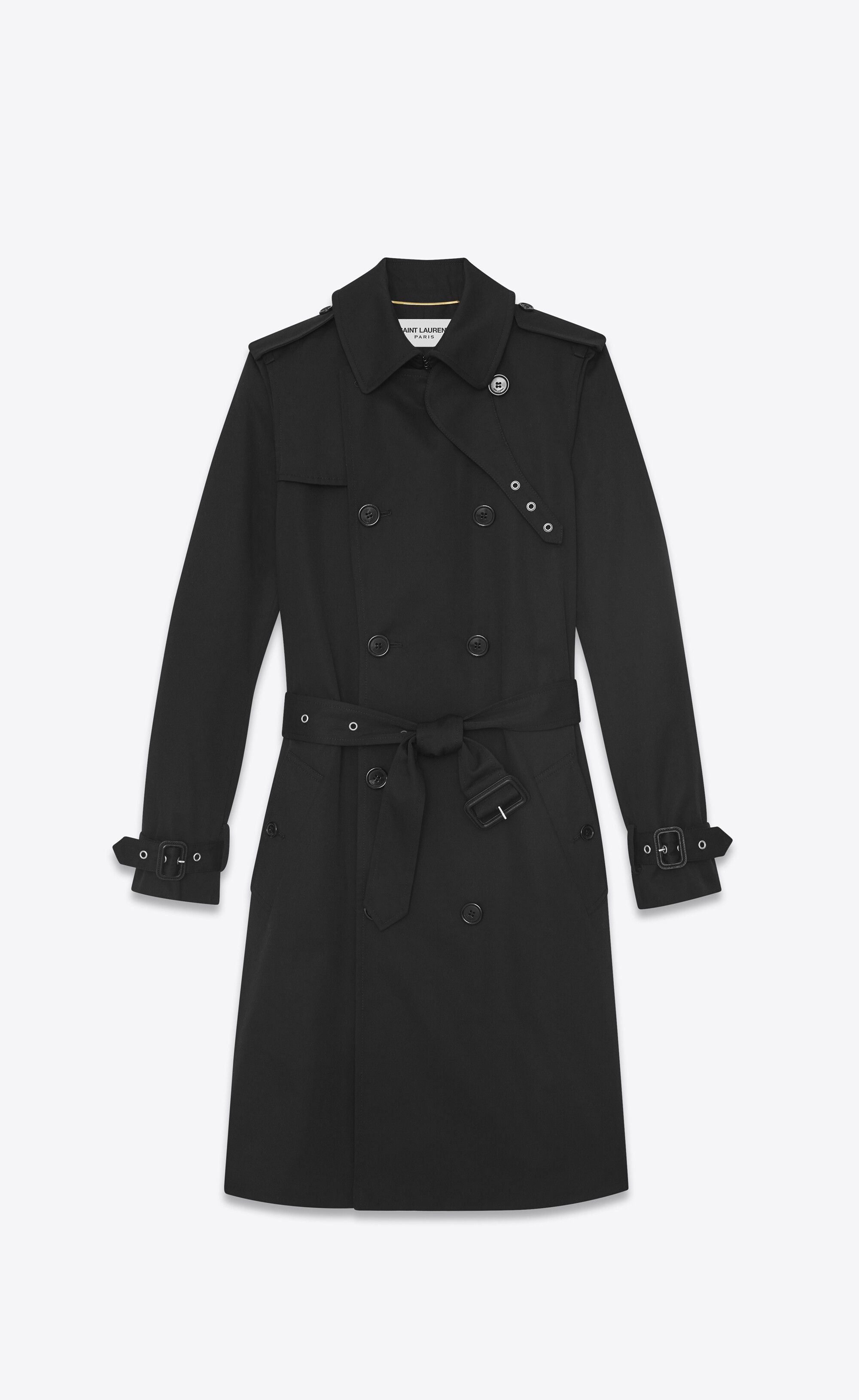 Saint Laurent Paris o1tp1o1224 Trench Coat In Gabardine in Black Size XS / US 0-2 / IT 36-38 - 1 Thumbnail