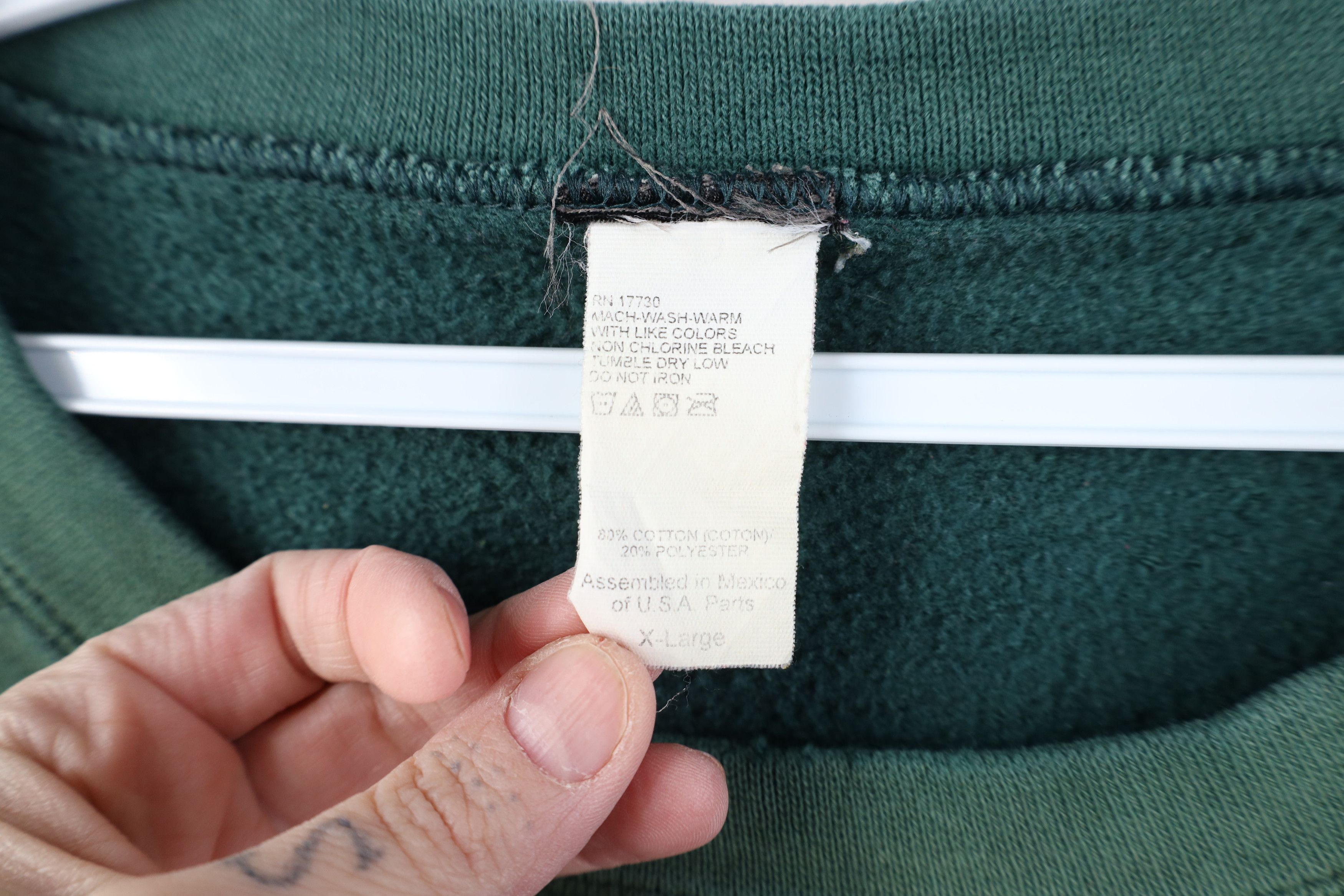 Vintage Vintage 90s Streetwear Sun Faded Crewneck Sweatshirt Green Size US XL / EU 56 / 4 - 10 Thumbnail