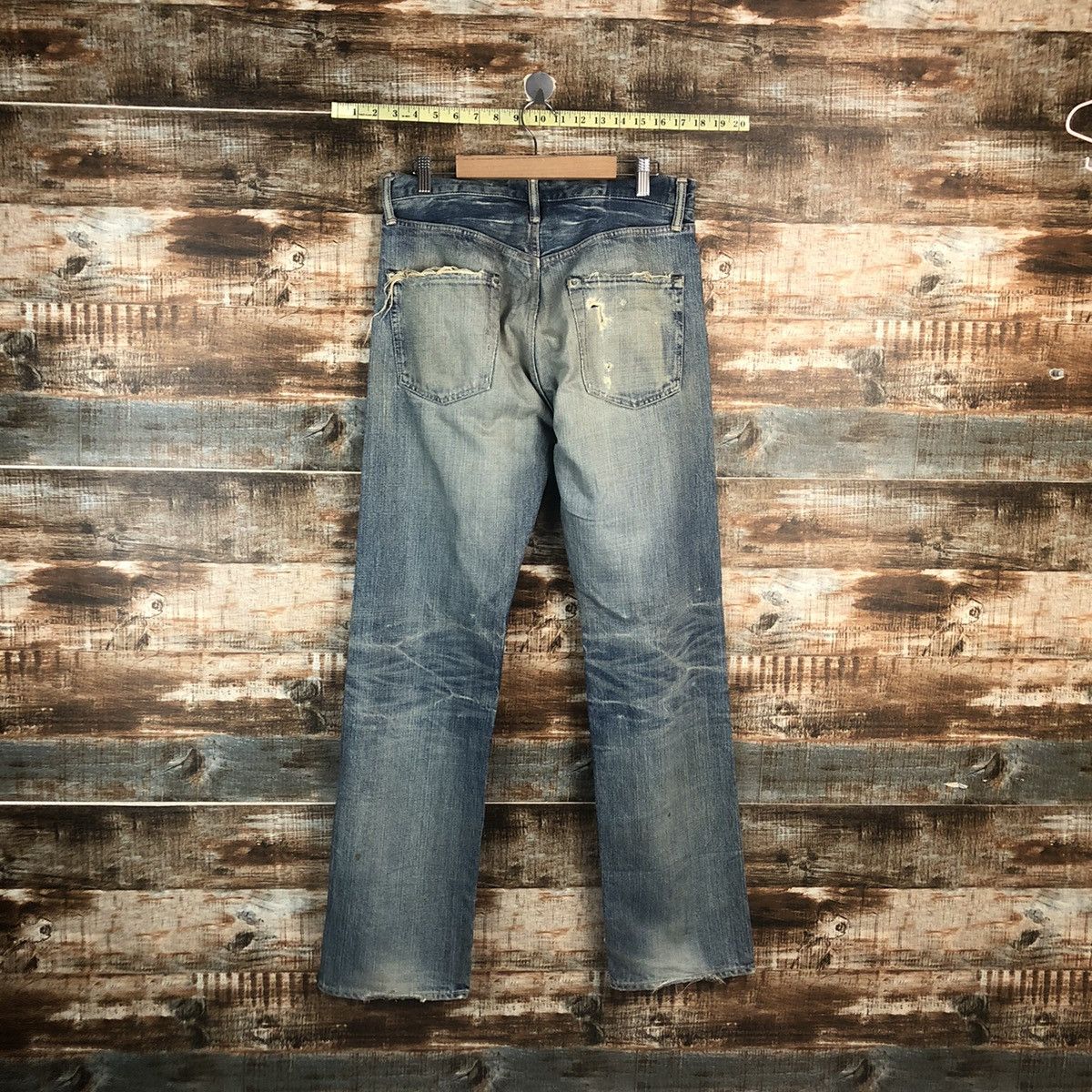 Japanese Brand DL Japanese Brand Blue Distressed Denim Pants #C089 Size US 31 - 12 Thumbnail