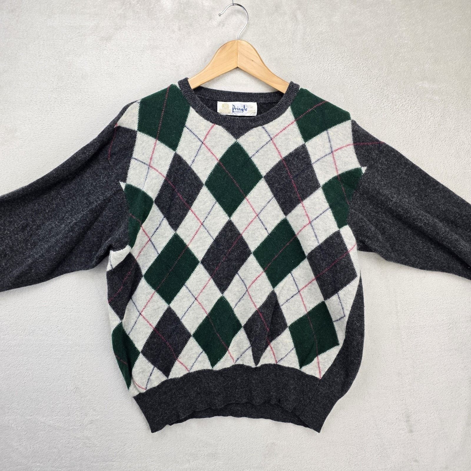 Pringle Of Scotland VTG Pringle Of Scotland Argyle Wool Sweater Medium *FLAWS* Size M / US 6-8 / IT 42-44 - 2 Thumbnail