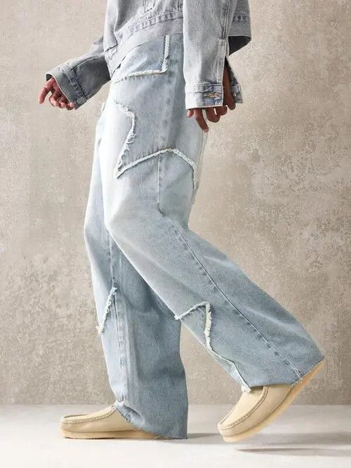 Jean Loose fit Denim Jeans Distressed Design Size US 32 / EU 48 - 3 Thumbnail