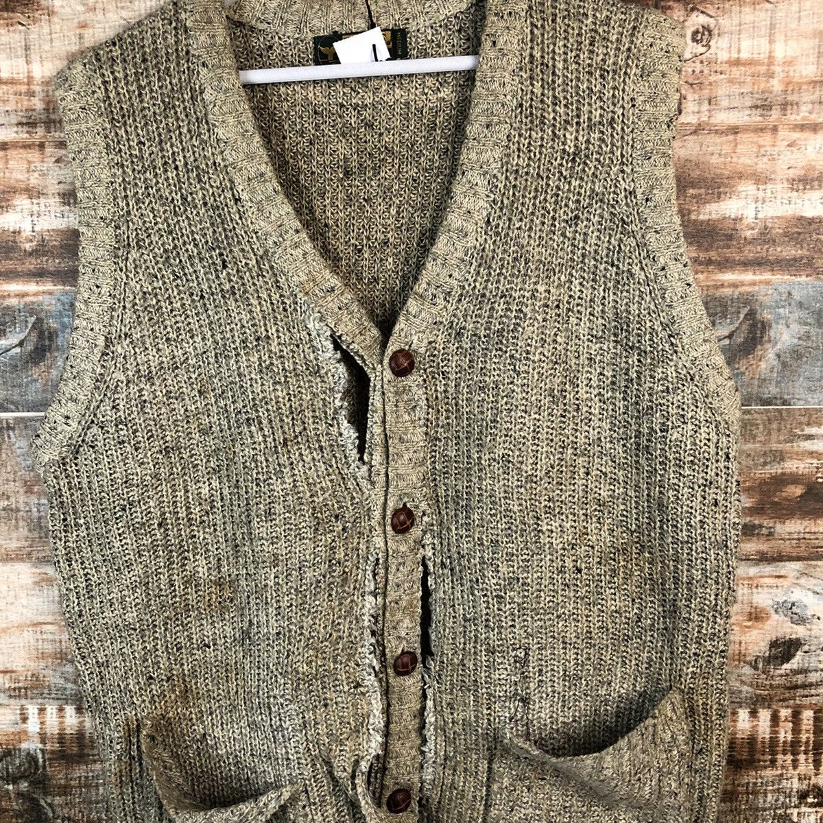 Vintage Raffine Brown Cardigan ripped Vest #A2242 Size US M / EU 48-50 / 2 - 5 Thumbnail