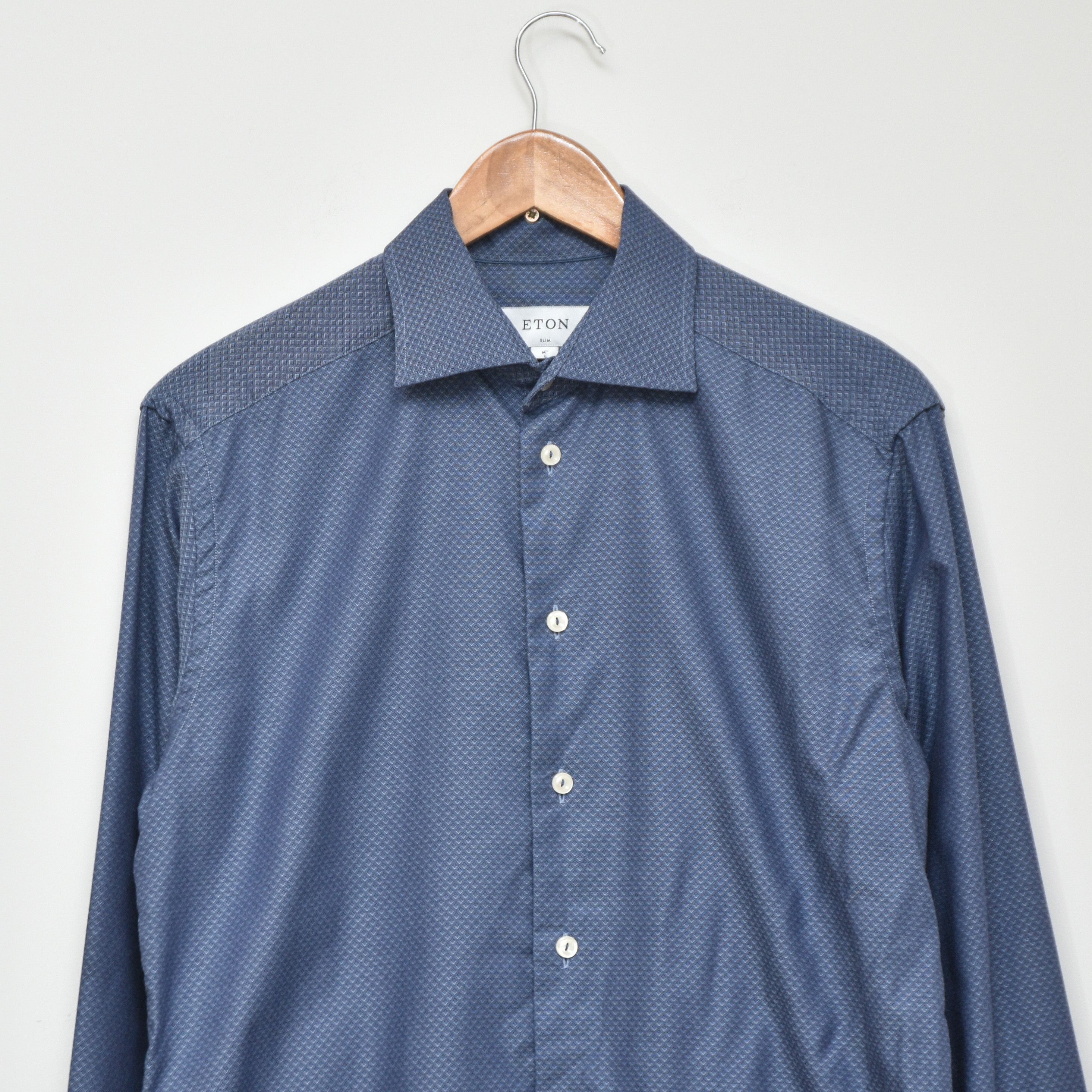 Eton ETON Slim Fit Shirt Blue Micro Geometric Pinpoint Size 39 / Size US M / EU 48-50 / 2 - 3 Thumbnail