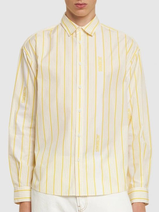 Jacquemus o1lsvrm0425 Chemise Simon Cotton Logo Shirt in Yellow/White Size US L / EU 52-54 / 3 - 4 Thumbnail