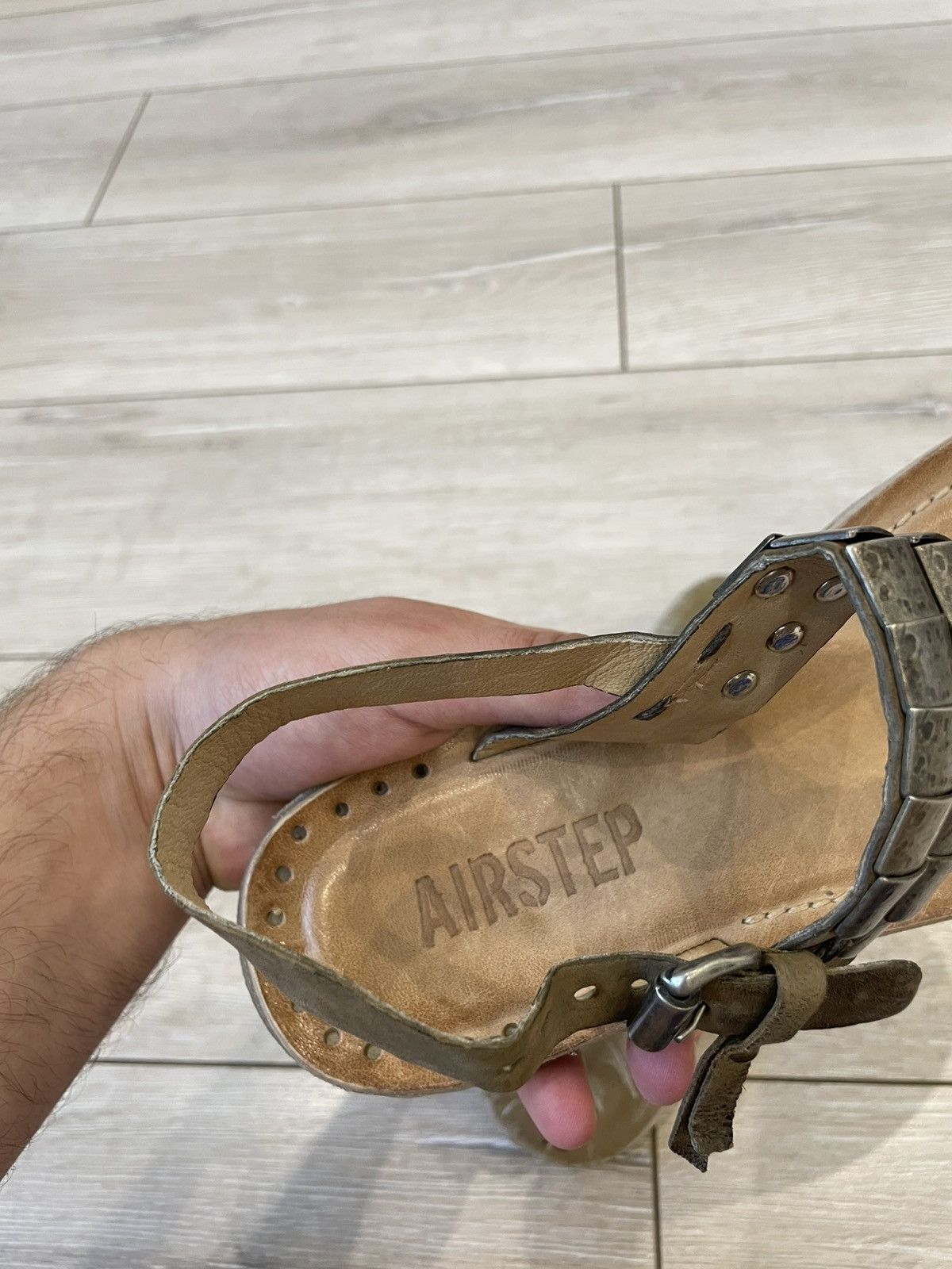A.S.98 A.S.98 Airstep Gray Beige Silver Leather Italian Sandals Size US 9 / IT 39 - 5 Thumbnail