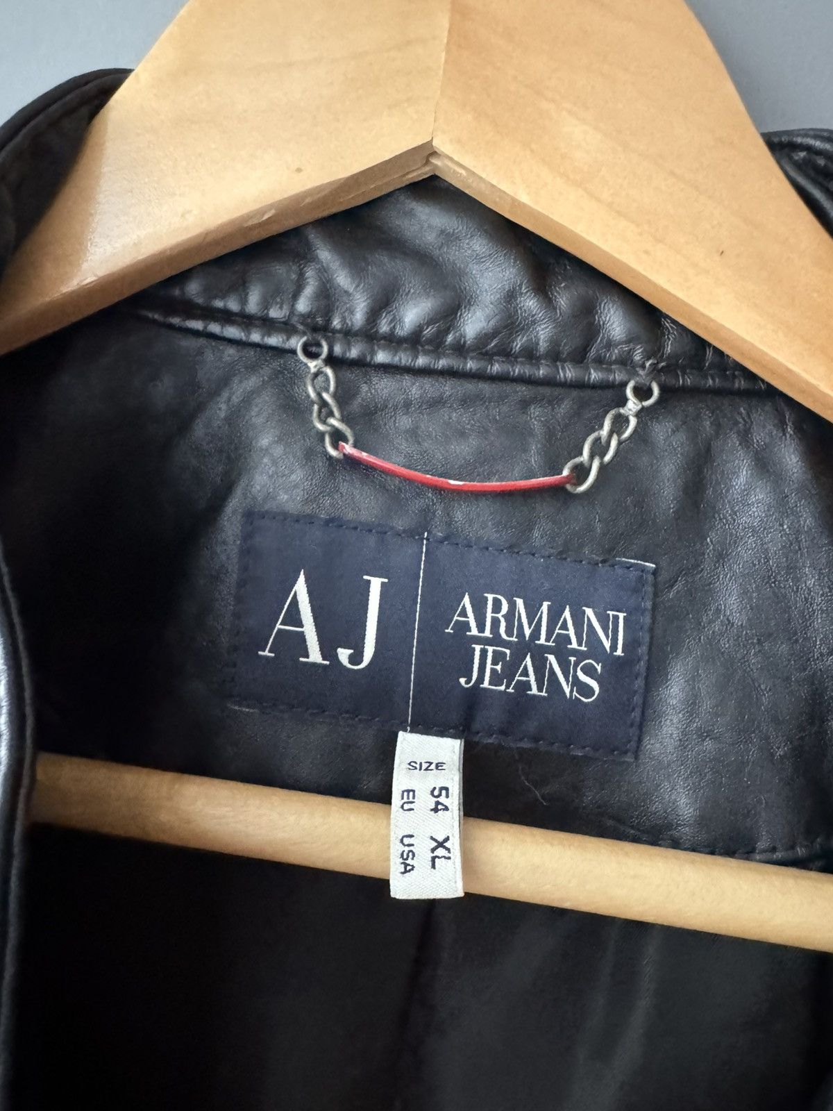 Armani Archived Armani Jeans Black Heavy Leather Bikers Jacket Size US XL / EU 56 / 4 - 6 Thumbnail