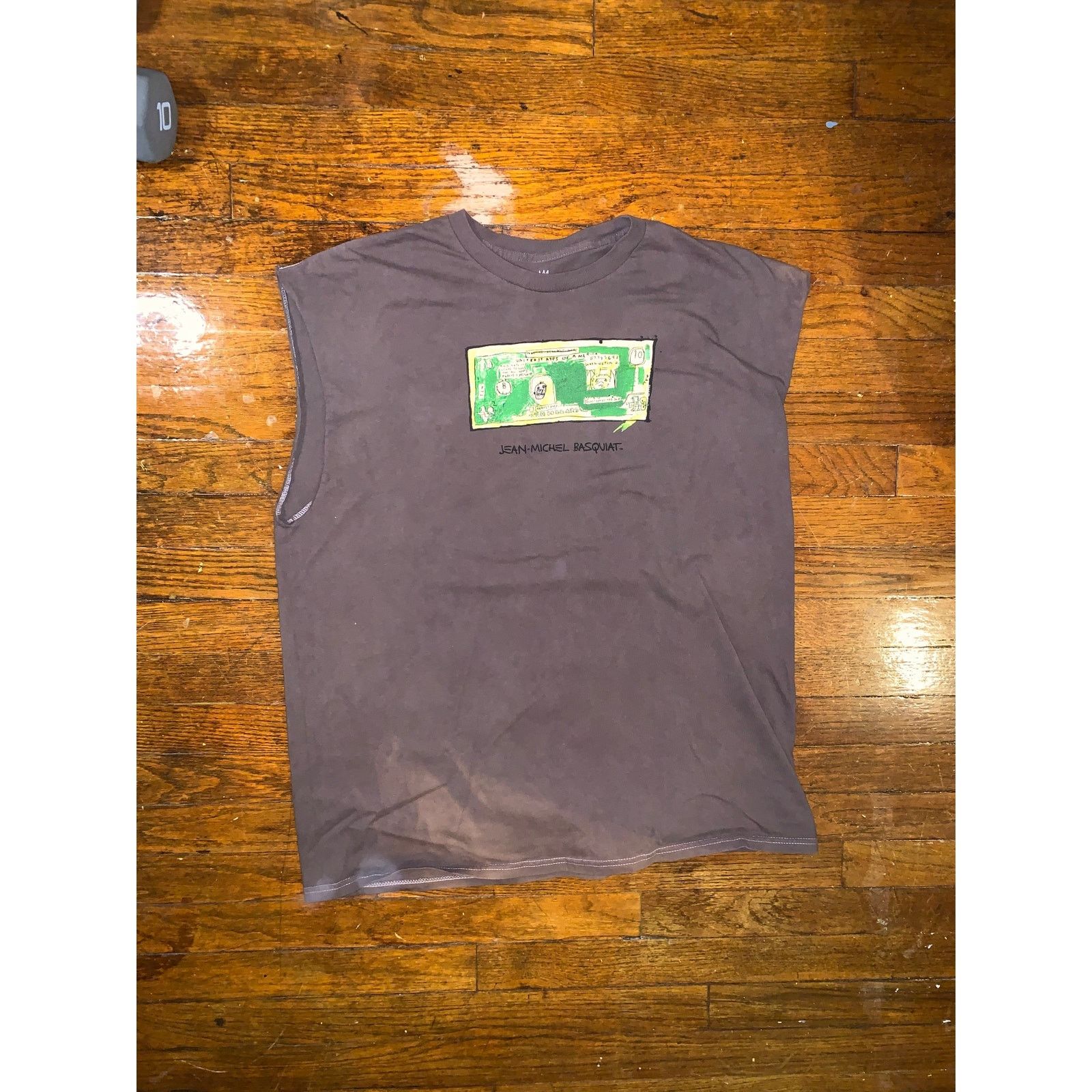 Basquiat King Pleasure Cut Off T Shirt XL Brown Art Tee