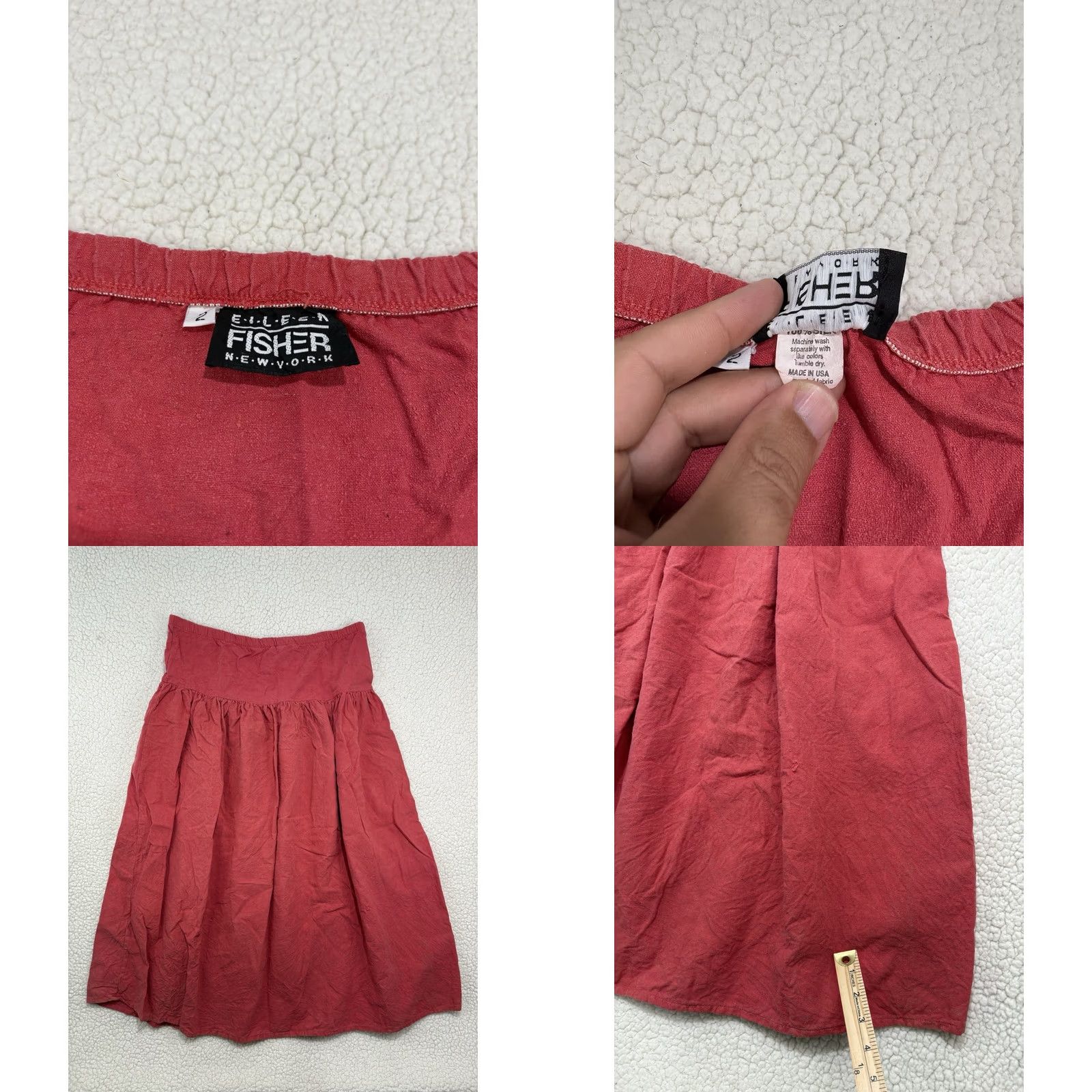 Eileen Fisher VINTAGE Eileen Fisher 100% Silk Blouse & Skirt Set 2pc Berry Salmon Size 2 READ boost Size XS / US 0-2 / IT 36-38 - 9 Thumbnail