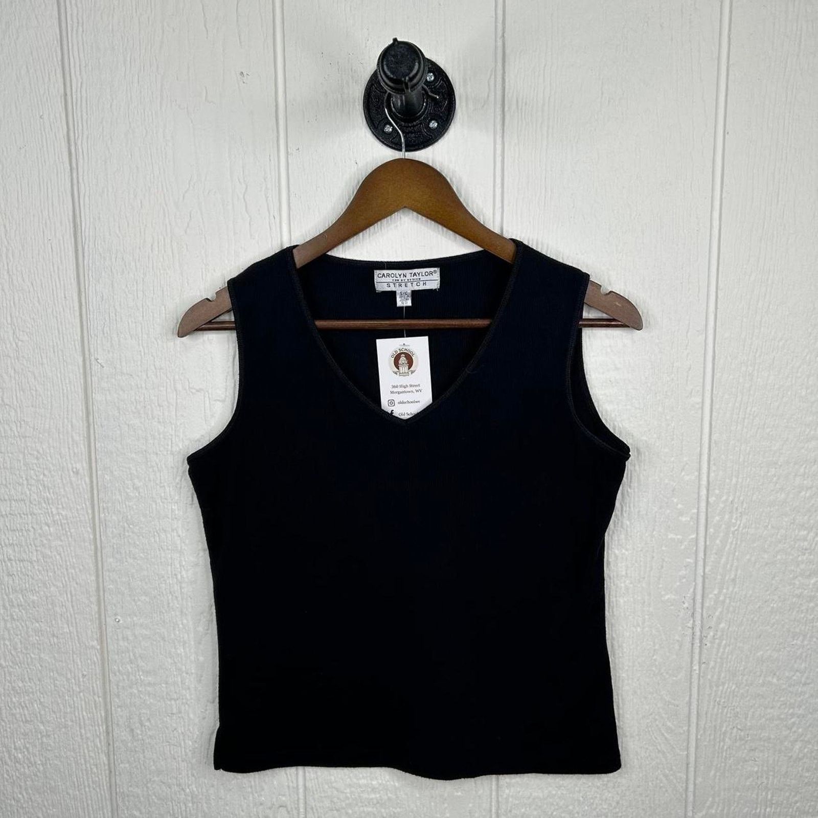 Other Vintage Y2K Black V-Neck Stretchy Cotton Tank Top Small Size S / US 4 / IT 40 - 2 Thumbnail