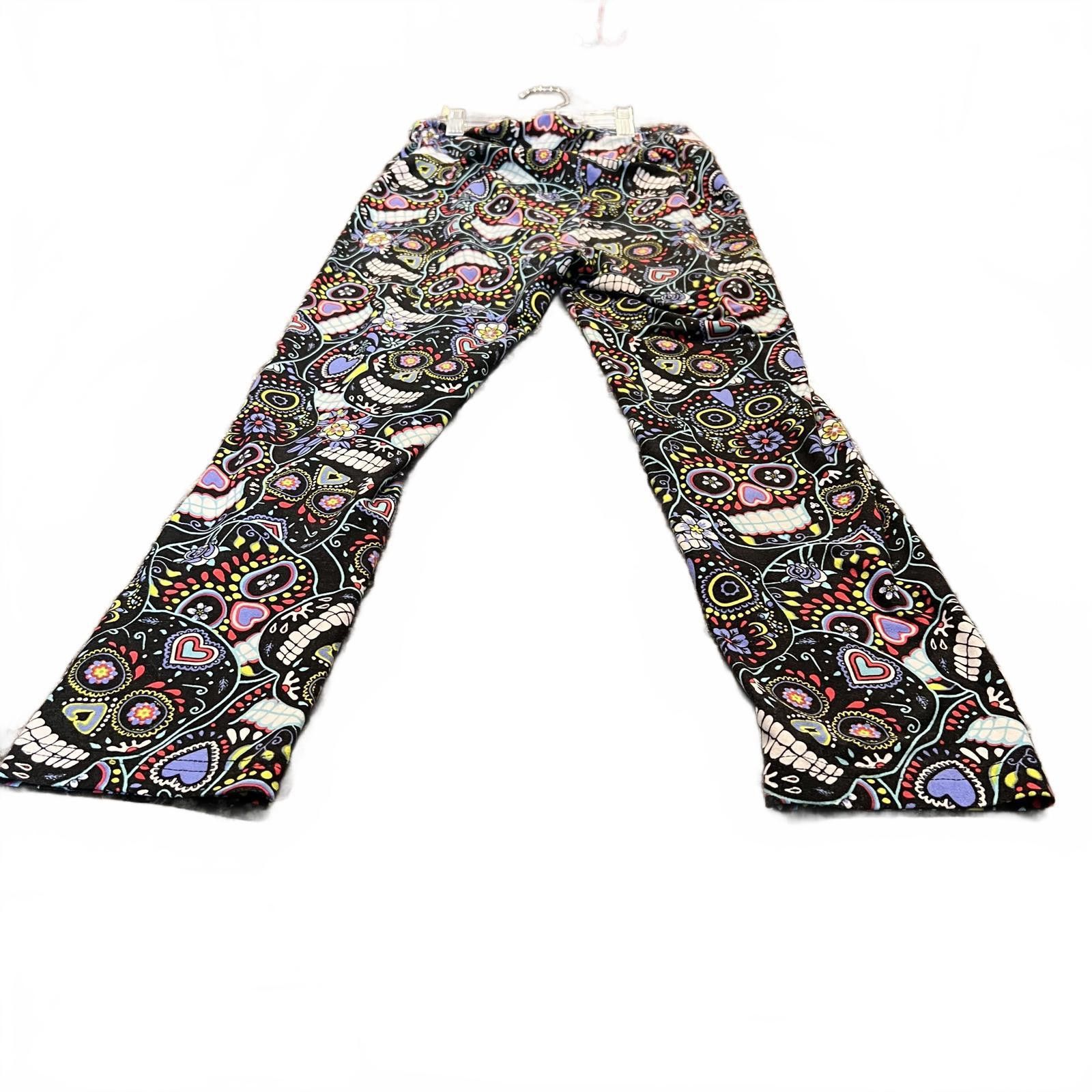 Unknown London Colorful Sugar Skull Patterned Women's Leggings Size 28" / US 6 / IT 42 - 4 Thumbnail