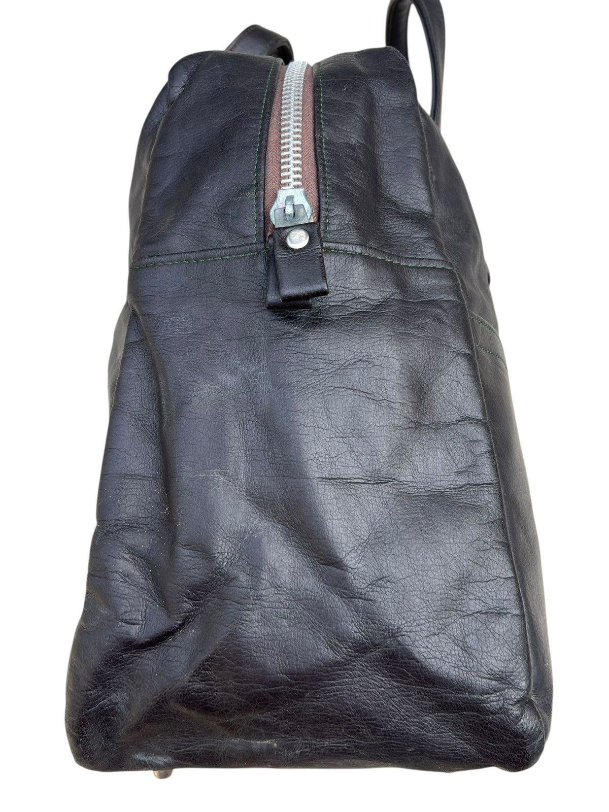 Leather RARE!! Vintage 40s HONOUR Japan Patina Black Leather Bag Size ONE SIZE - 14 Thumbnail