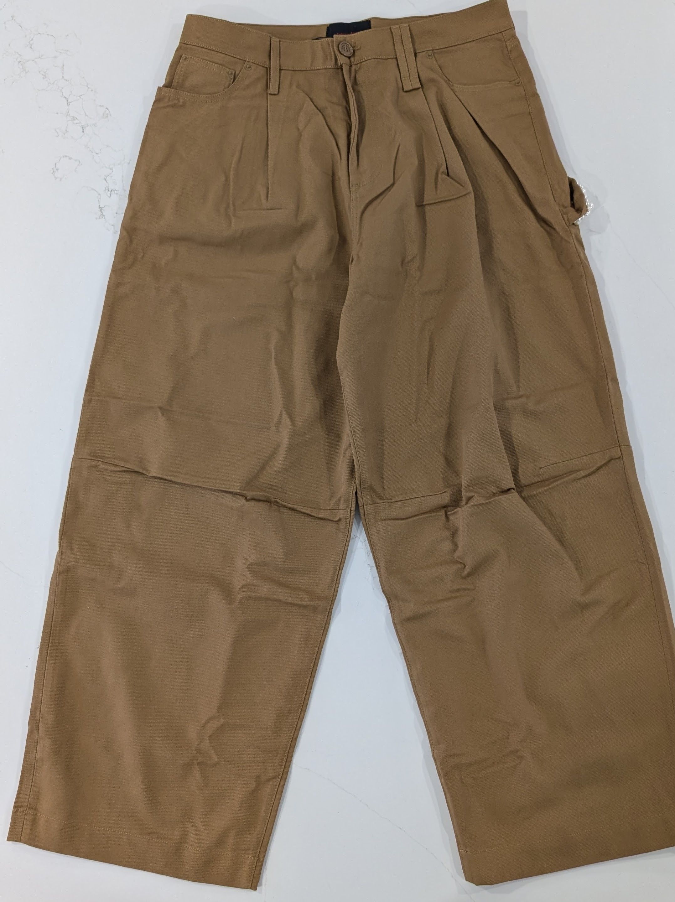 Simone Rocha Simone Rocha Mens Khaki Pearl Embellished Wide Leg Jeans 35 Size US 35 - 1 Thumbnail