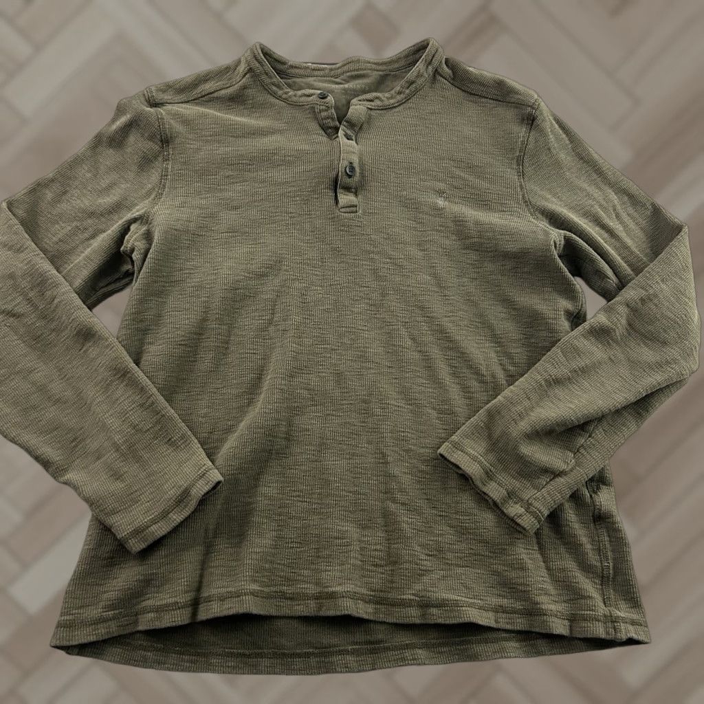 Allsaints All Saints Henley Shirt Mens M Brown Button-Up Long Sleeve Regular Fit Size US M / EU 48-50 / 2 - 1 Thumbnail