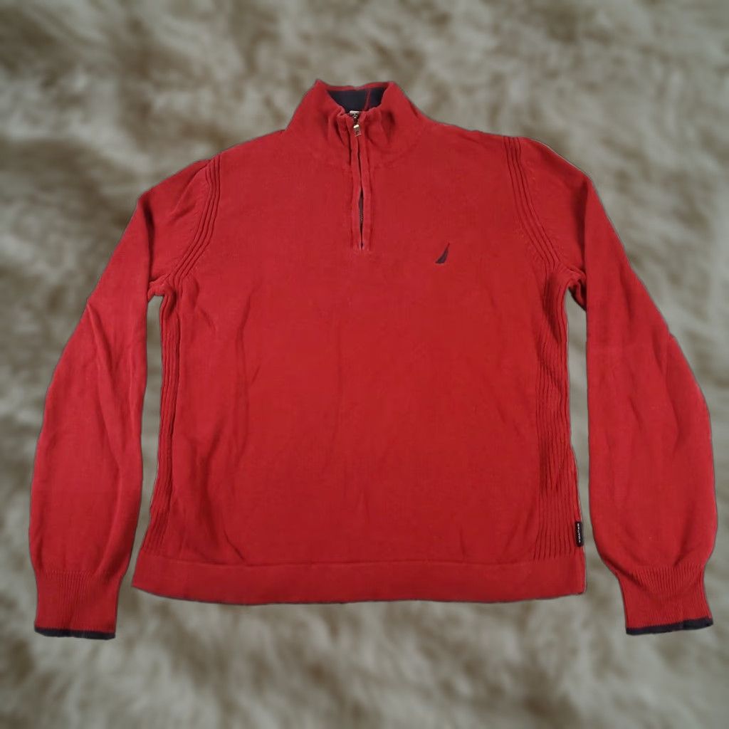 Nautica Nautica Mens Red Casual Sweater XS Extra Small 1/4 Zip Pullover Size US XS / EU 42 / 0 - 1 Thumbnail