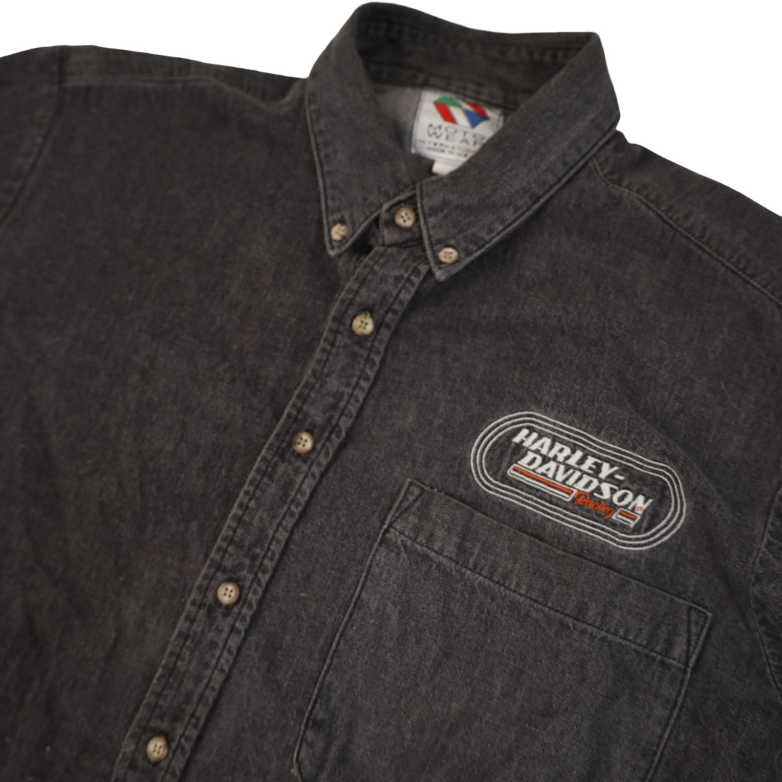 Harley Davidson × Vintage Vintage Harley Davidson Racing Embroidered Spellout Shirt Size US XL / EU 56 / 4 - 4 Thumbnail
