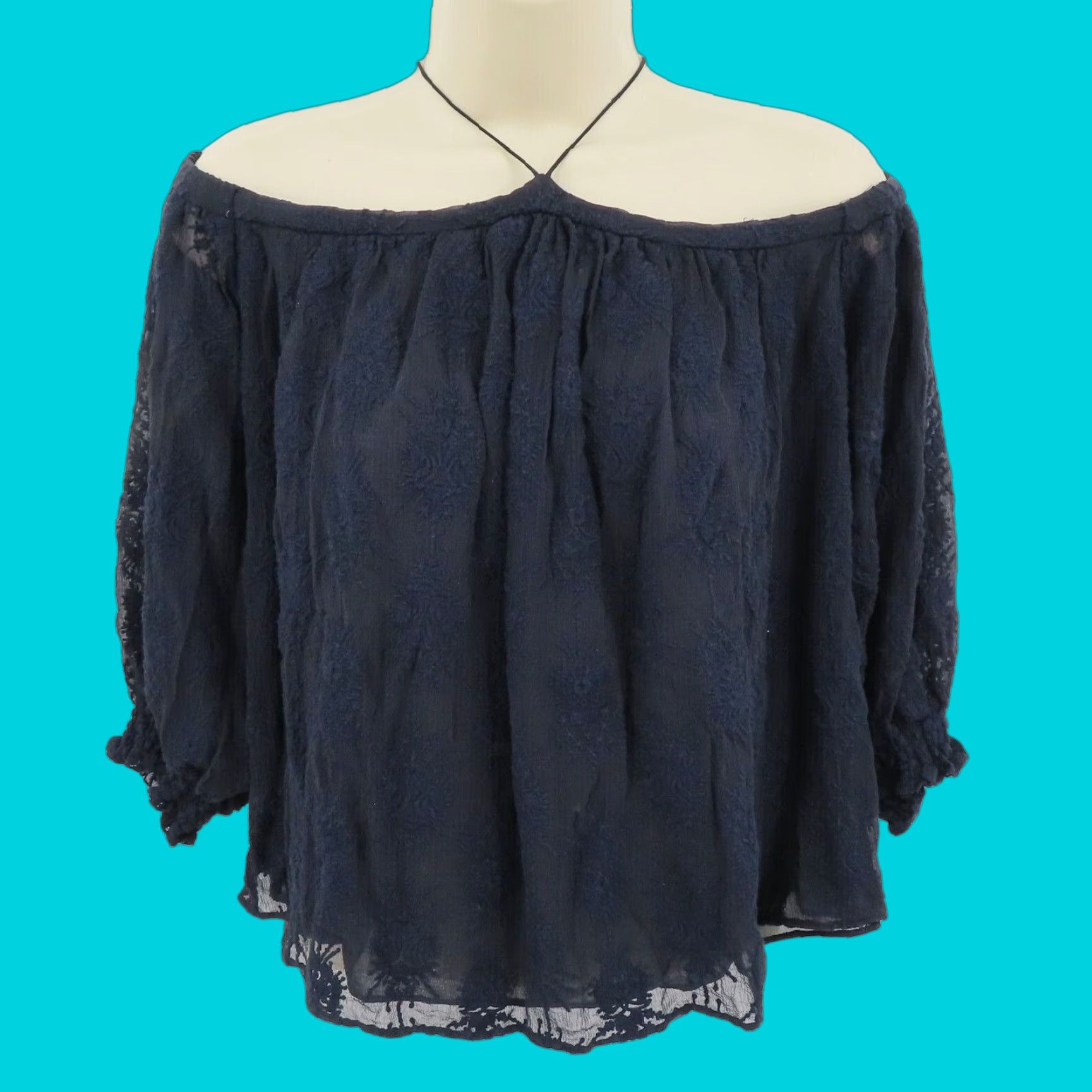 Rebecca Taylor Rebecca Taylor Women Blouse Shirt Top 6 Blue Embroidered Cold Shoulder Long Sleeve Silk Size M / US 6-8 / IT 42-44 - 1 Thumbnail