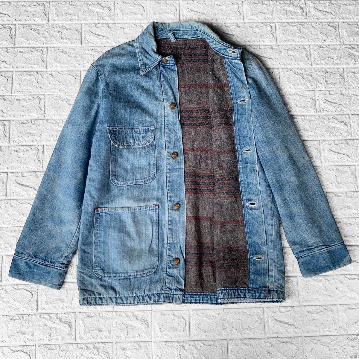 Vintage VINTAGE 1970s WRANGLER DENIM BLANKET LINED CHORE JACKET Size US L / EU 52-54 / 3 - 1 Thumbnail