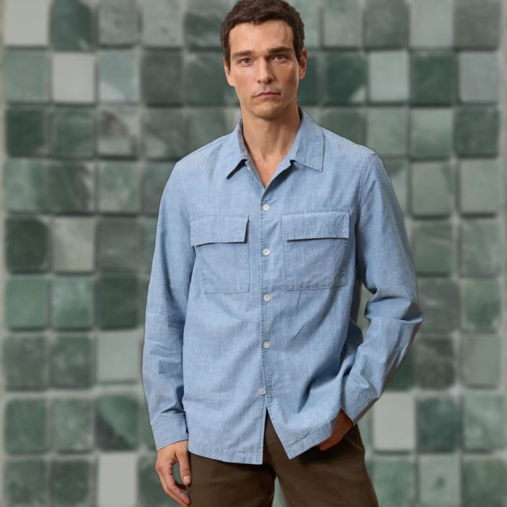 Todd Snyder Todd Snyder Relaxed Chambray CPO Overshirt Men XL NWT Bleached Indigo Button-Up Shirt Denim Blue Size US XL / EU 56 / 4 - 1 Thumbnail