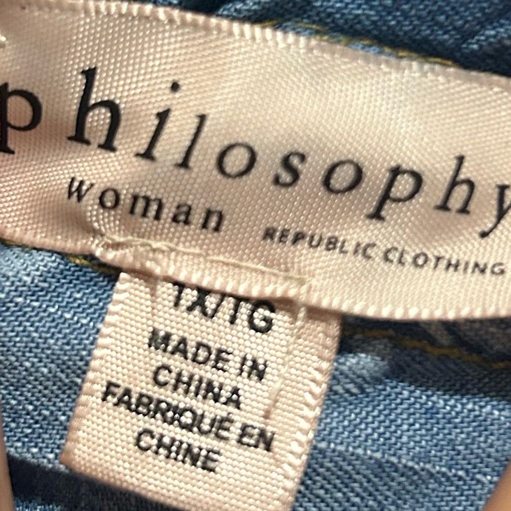 Philosophy di Lorenzo Serafini Philosophy blue wide leg jeans with tie waist Size: 1X Size 42" / US 20 - 5 Thumbnail