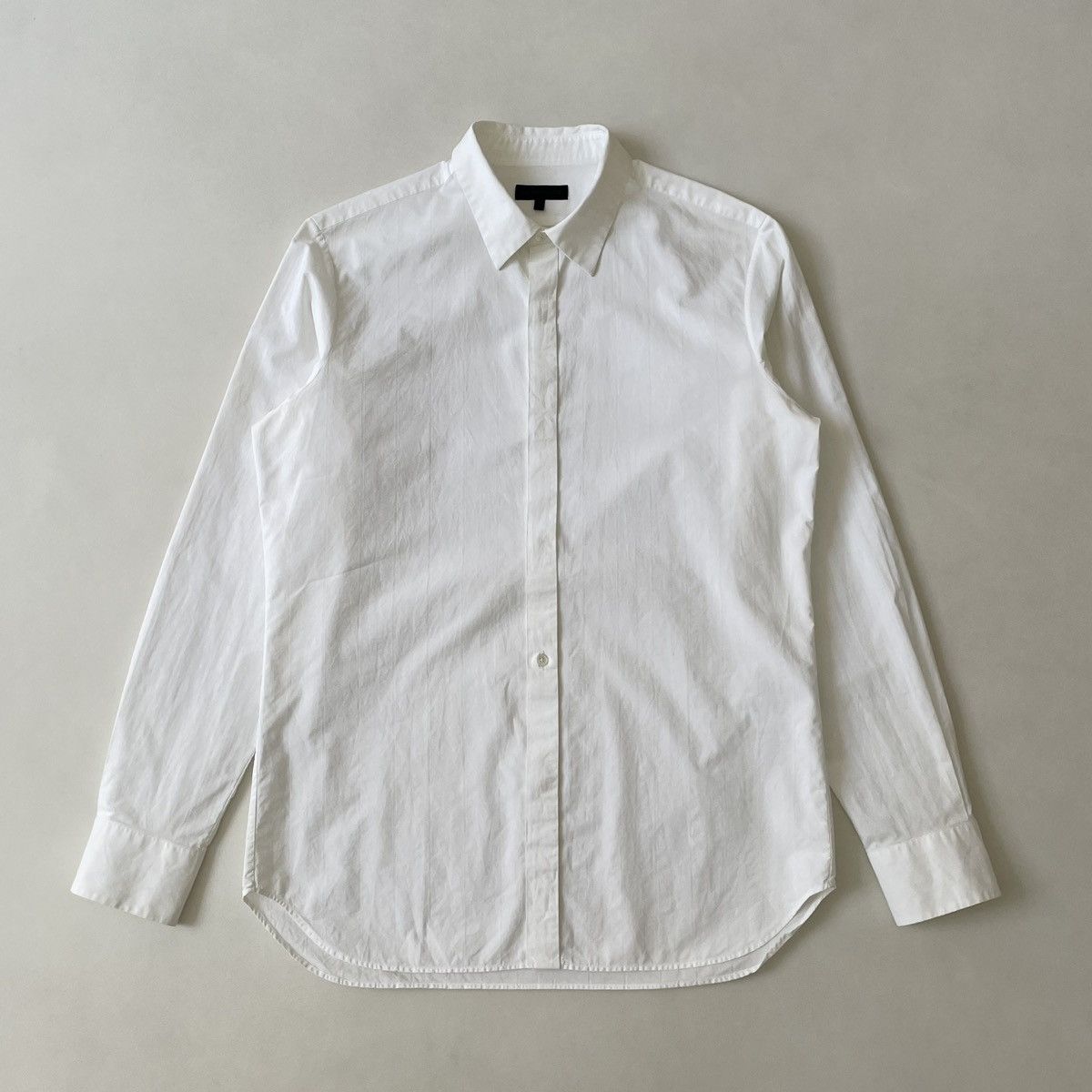 Ann Demeulemeester White Cotton Tonal Striped Shirt Size US M / EU 48-50 / 2 - 1 Thumbnail