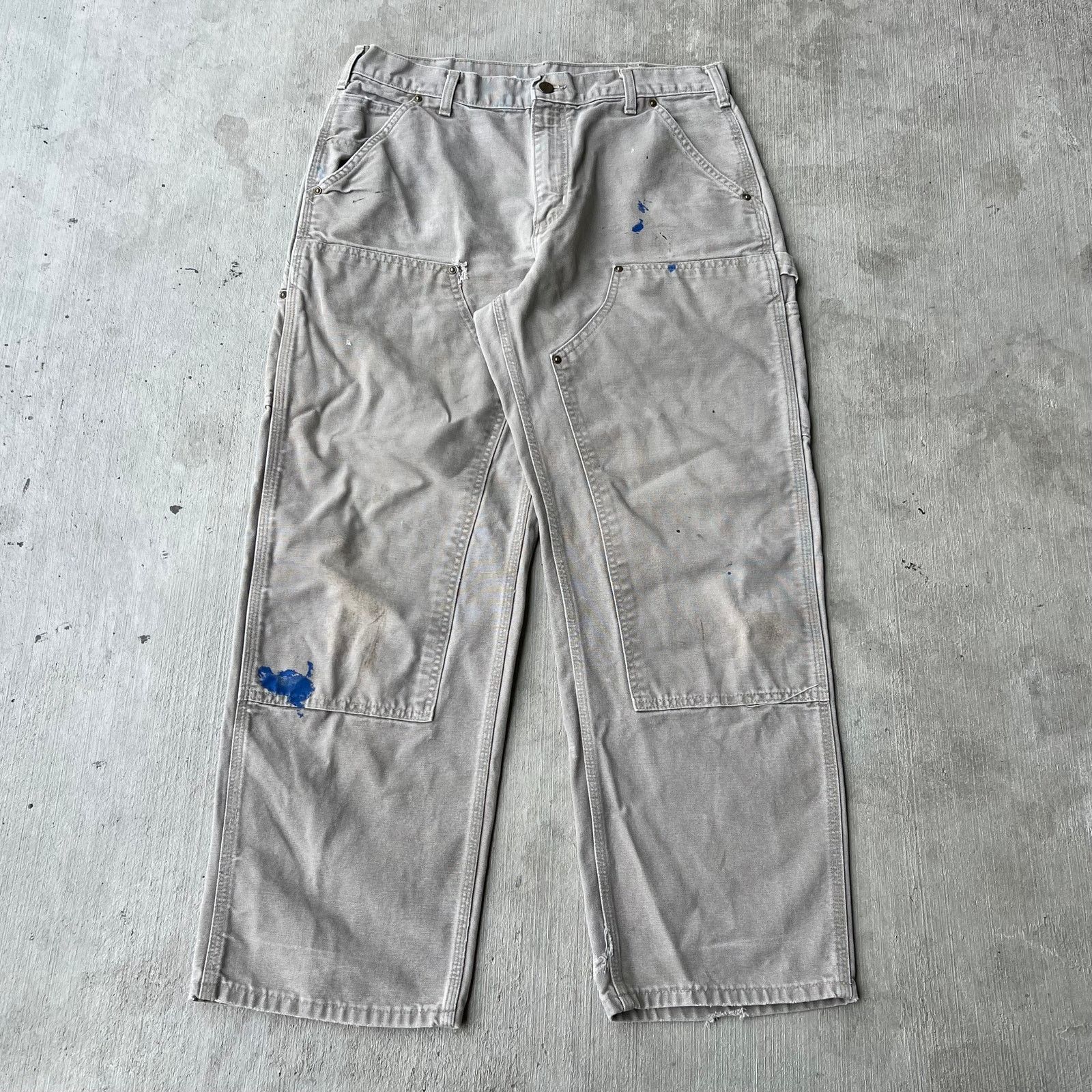 Carhartt × Vintage Carhartt DES gray double knee work wear carpenter pants Size US 33 - 1 Thumbnail