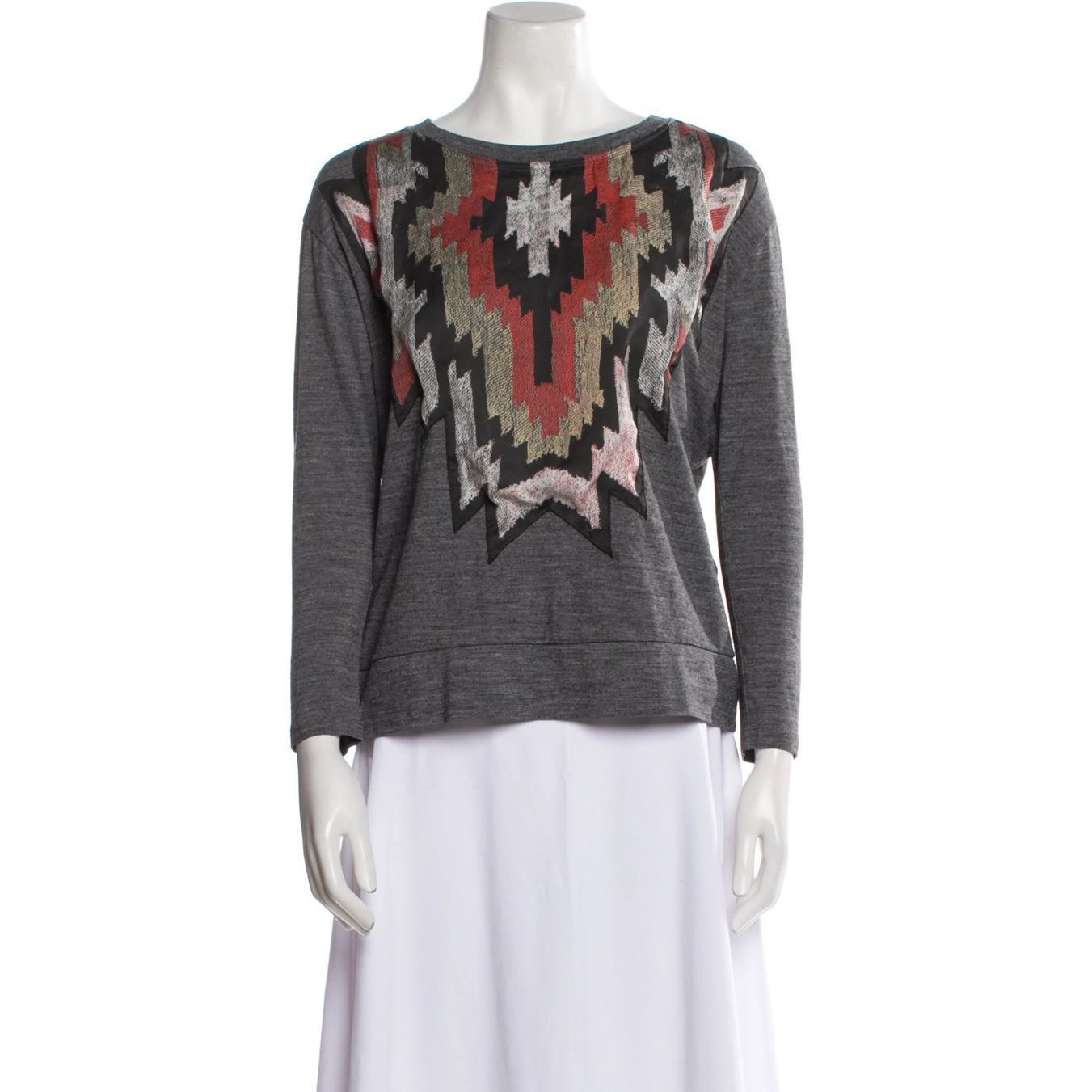 Sandro Sandro Paris Grey Wool Blend top Size S – Bateau Neck Size S / US 4 / IT 40 - 1 Thumbnail