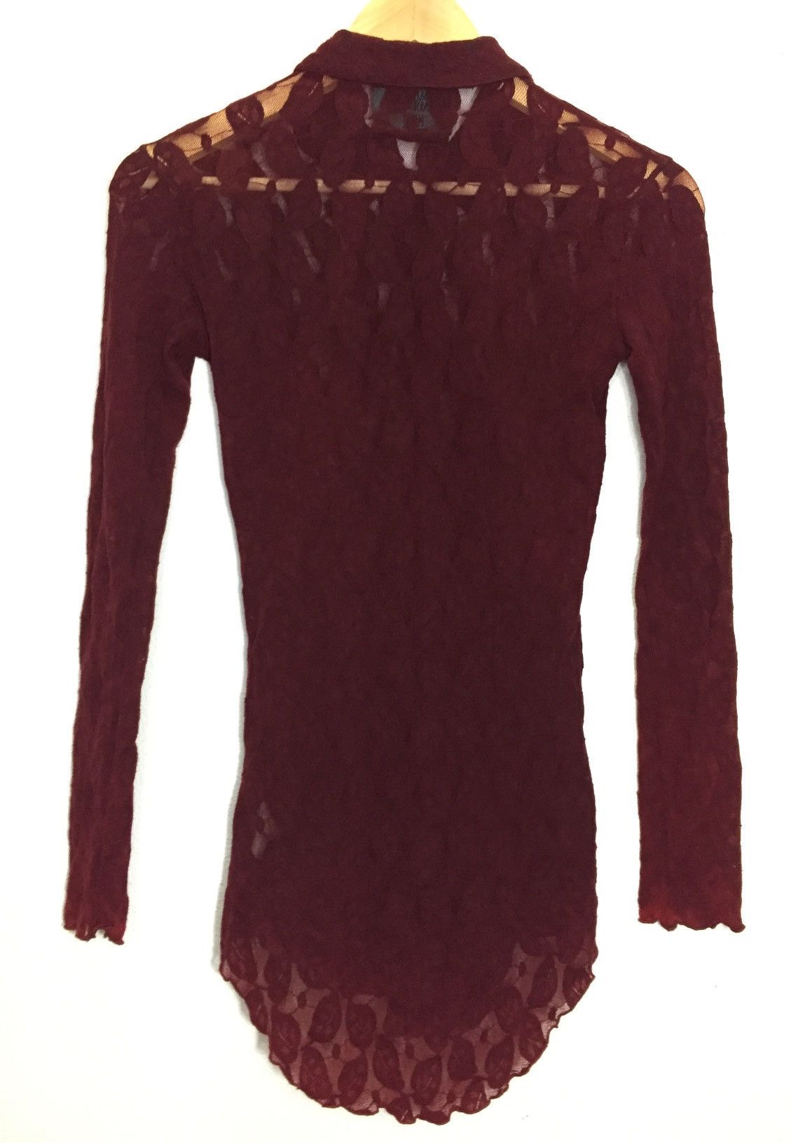 Jean Paul Gaultier Vintage 90s Jean Paul Gaultier Maille Fuzzi Maroon Lace Mesh Size S / US 4 / IT 40 - 6 Thumbnail