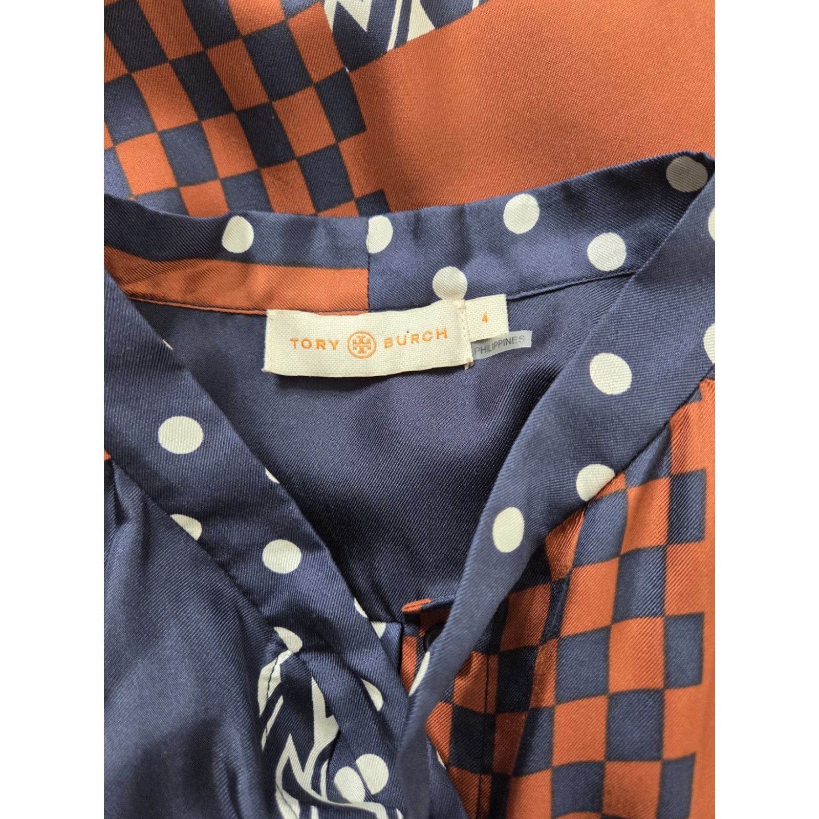 Tory Burch Tory Burch Vivian Patchwork Silk 2 Piece Set Shirt Pants Sz 4 Multicolor 70s Geometric Silk Long Sleeve Wide Leg Womens Set Size S / US 4 / IT 40 - 7 Thumbnail
