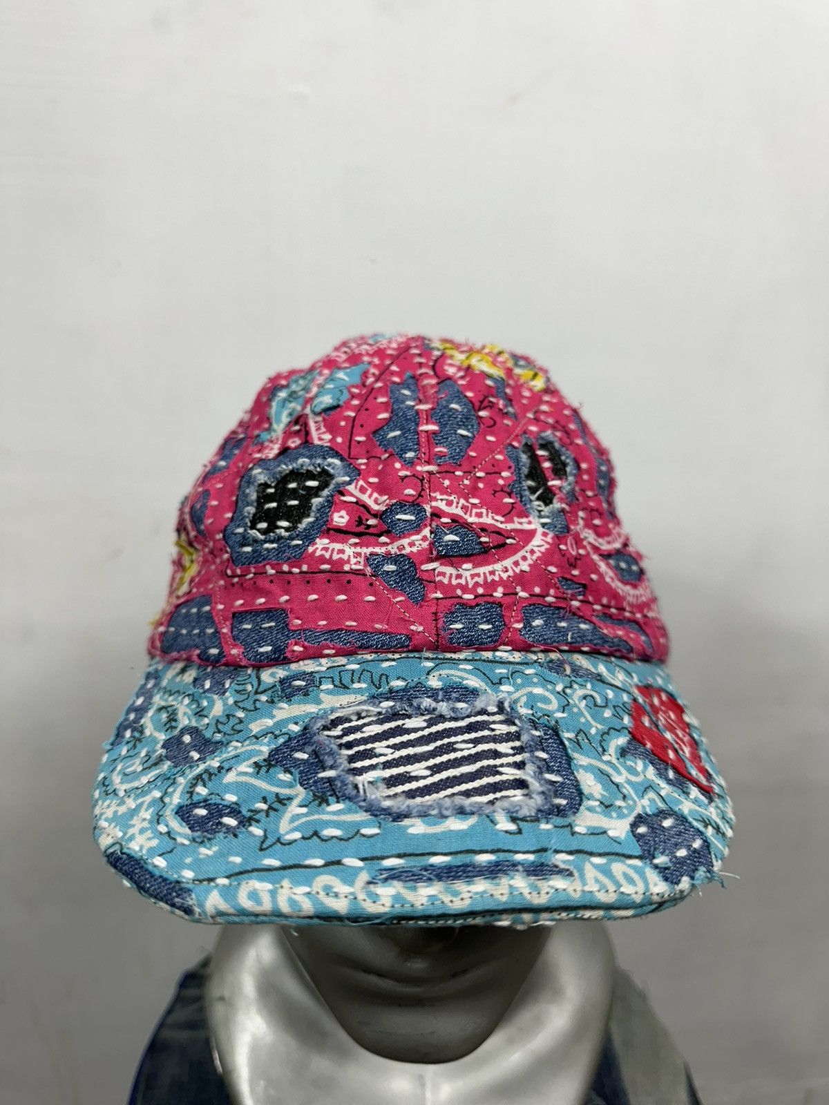 Art Comes First × Handmade Custom Made Distressed Paisley Patchwork Boro hats Size ONE SIZE - 4 Thumbnail