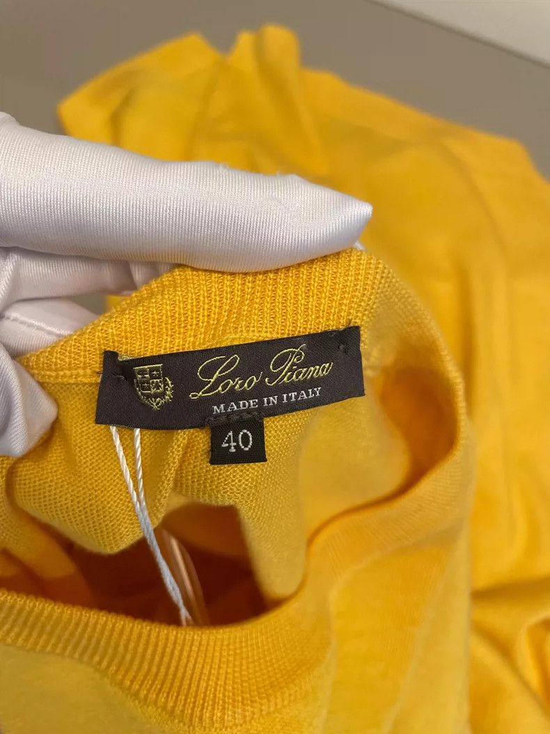 Loro Piana LORO PIANA Yellow goose silkworm cotton knit sweater Size M / US 6-8 / IT 42-44 - 3 Thumbnail