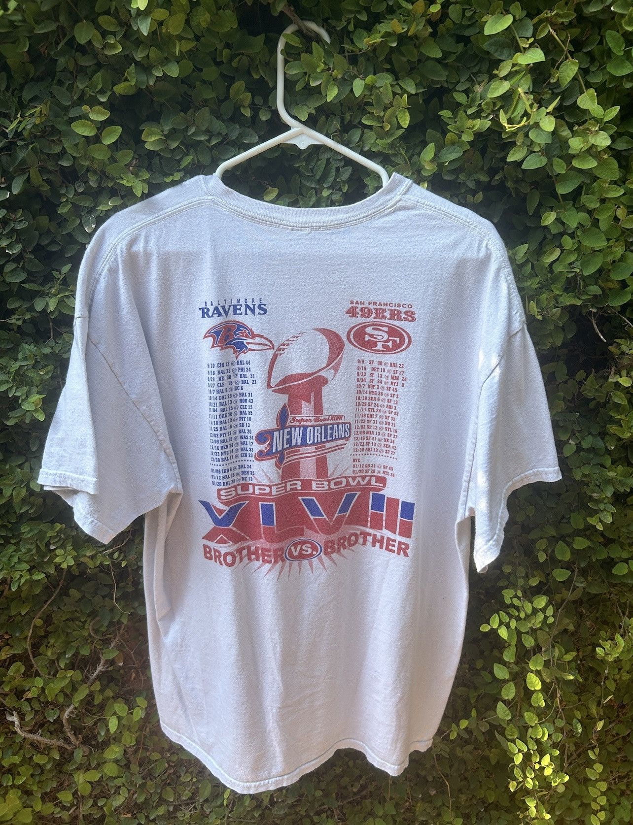 Gildan Ravens & San francisco 49ners Superbowl XLVII Vintage Tee Size US XL / EU 56 / 4 - 7 Thumbnail