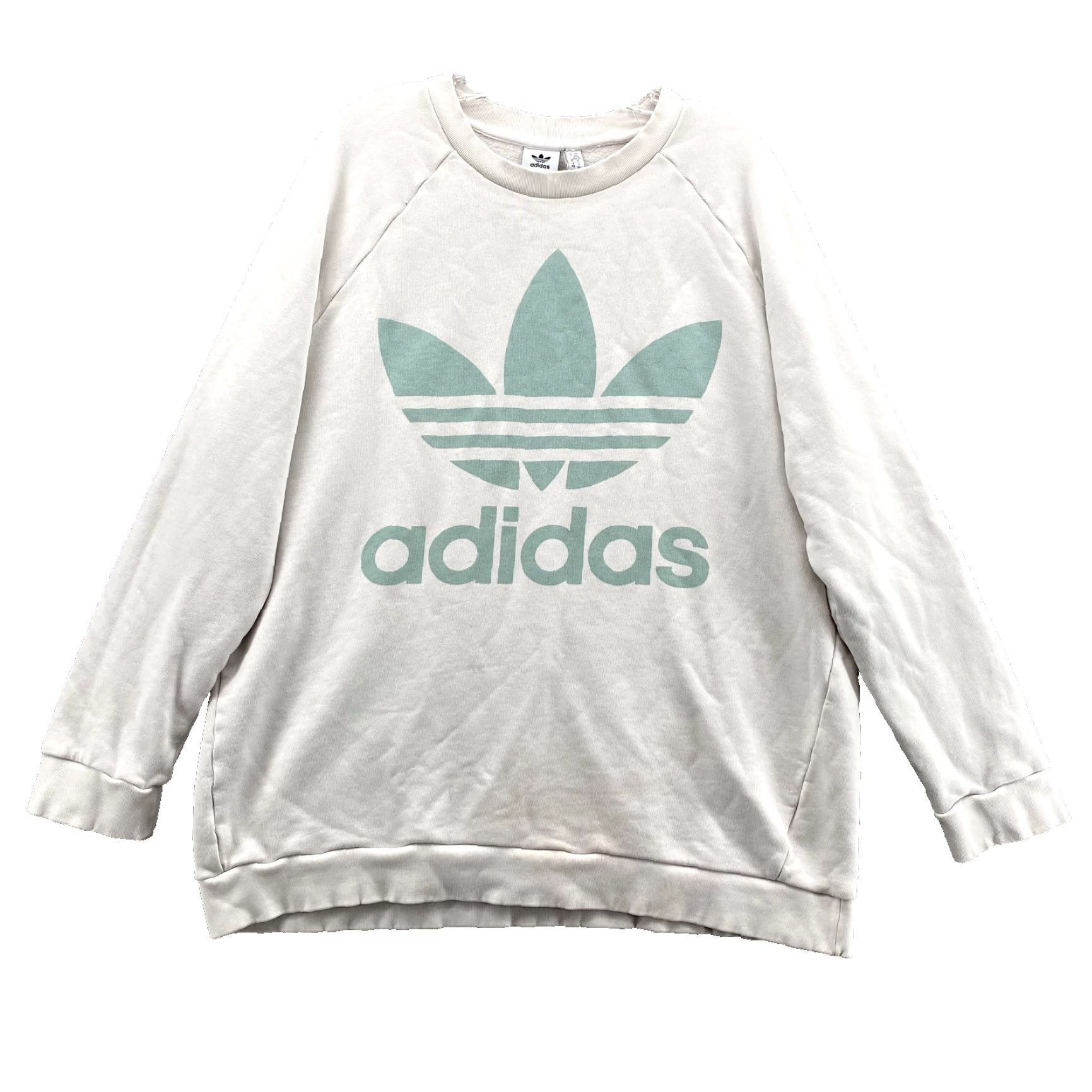 Adidas Adidas Essentials Sweater Men's XL White Green Big Spell Out Logo Crewneck Sport Sweatshirt Size US XL / EU 56 / 4 - 2 Thumbnail