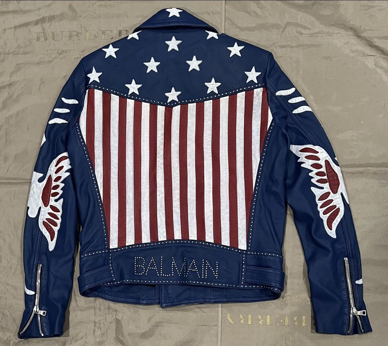 Balmain Balmain Men's Blue leather Leather Jacket size 50 $5000 Size US M / EU 48-50 / 2 - 2 Thumbnail