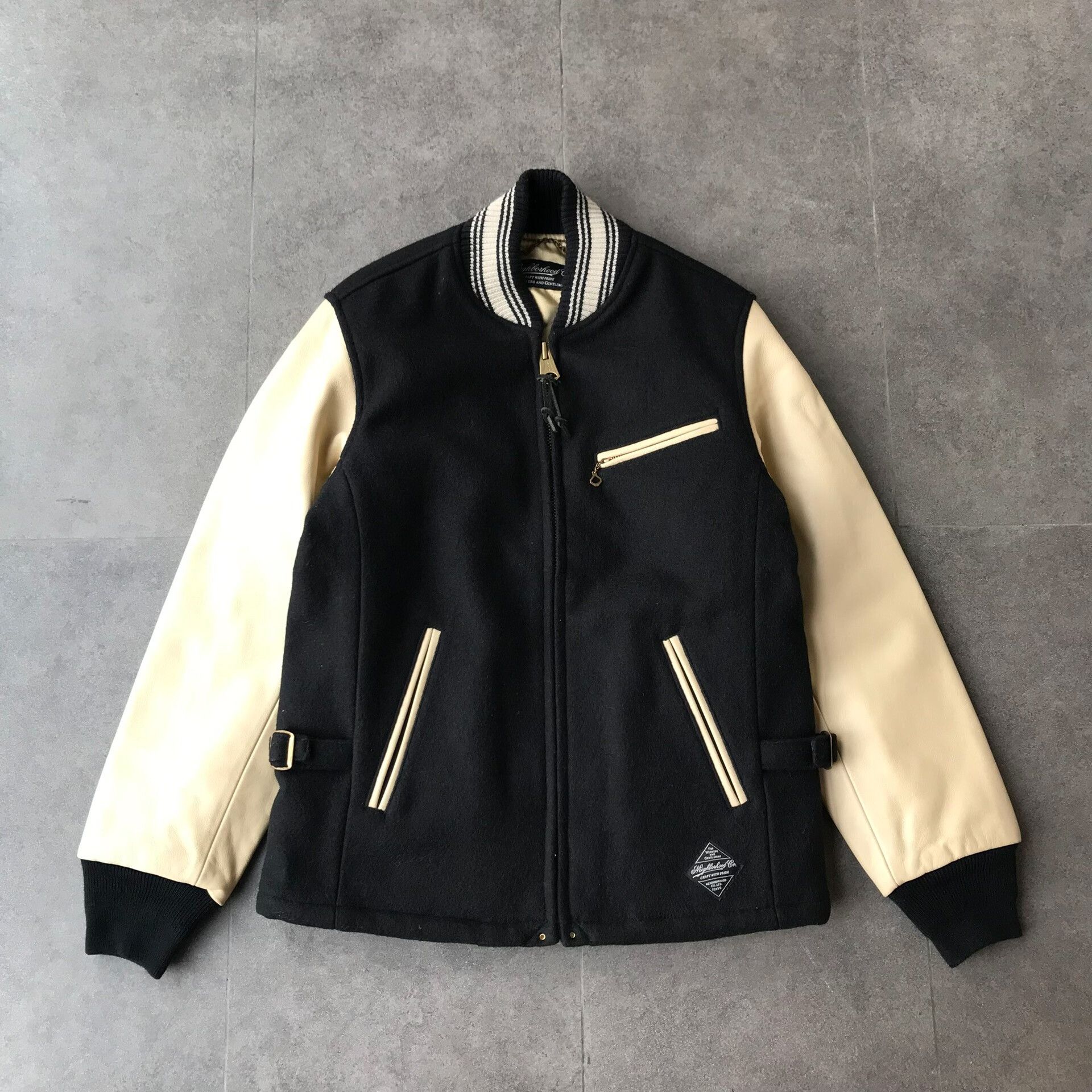 Neighborhood Black and Beige Wool Leather Jacket Size US S / EU 44-46 / 1 - 1 Thumbnail