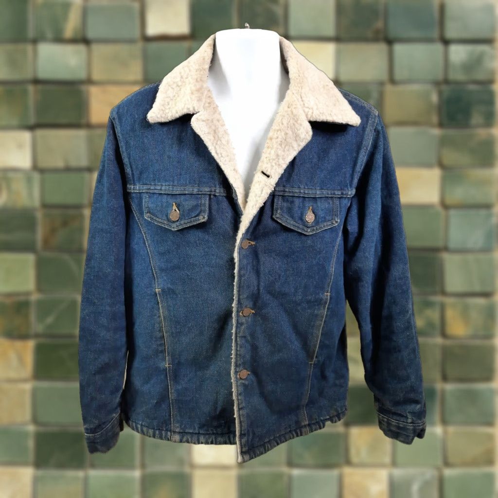 Vintage VINTAGE Big Mac JCPenney Mens Trucker Denim Sherpa Jean Jacket Regular Large XL Blue Jacket Mens 80s USA Size US 33 - 1 Thumbnail