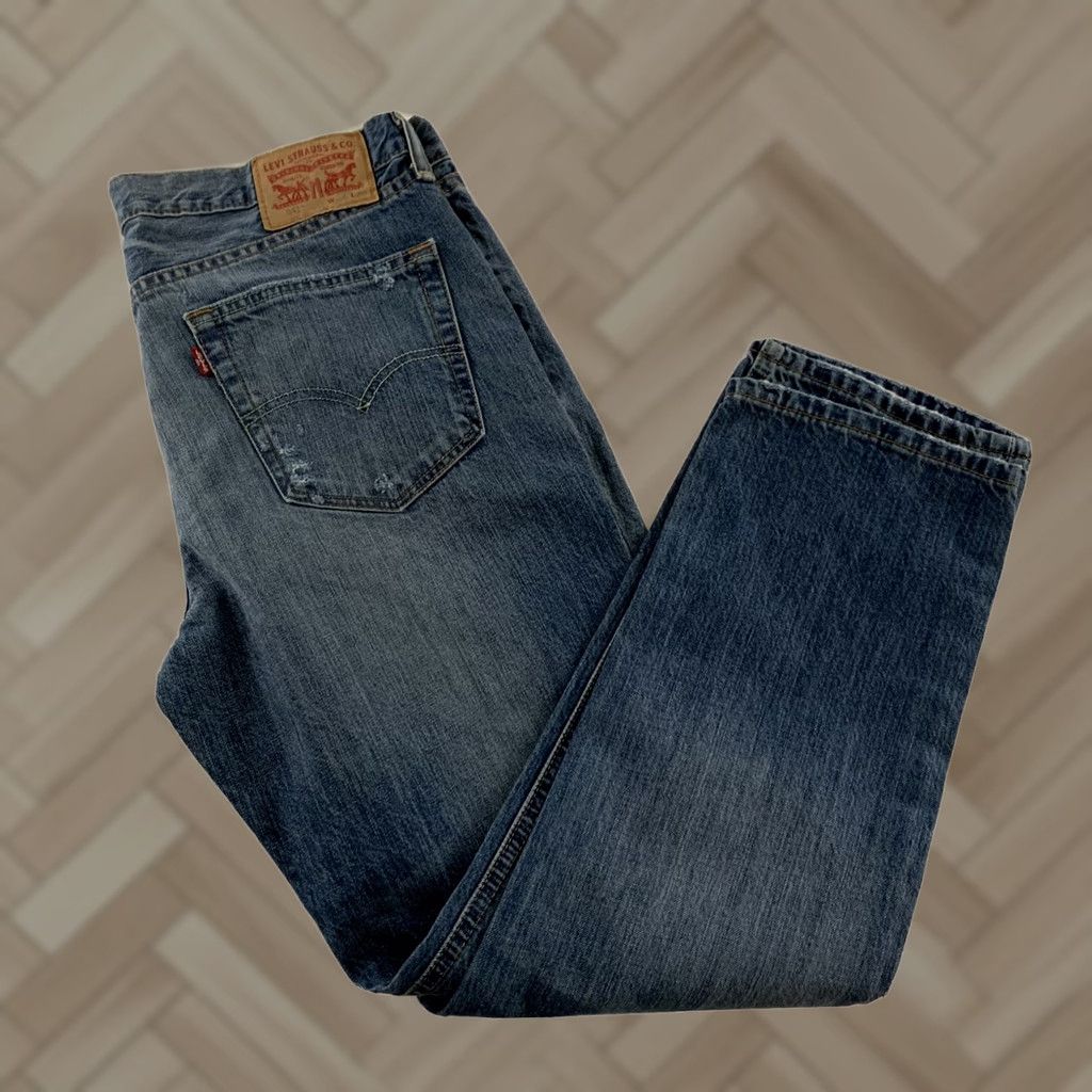 Levi's Levi's 541 Athletic Fit Jeans Denim Blue 34x30 Mens Medium Wash Distressed Straight Pants Jeans Size US 34 / EU 50 - 1 Thumbnail