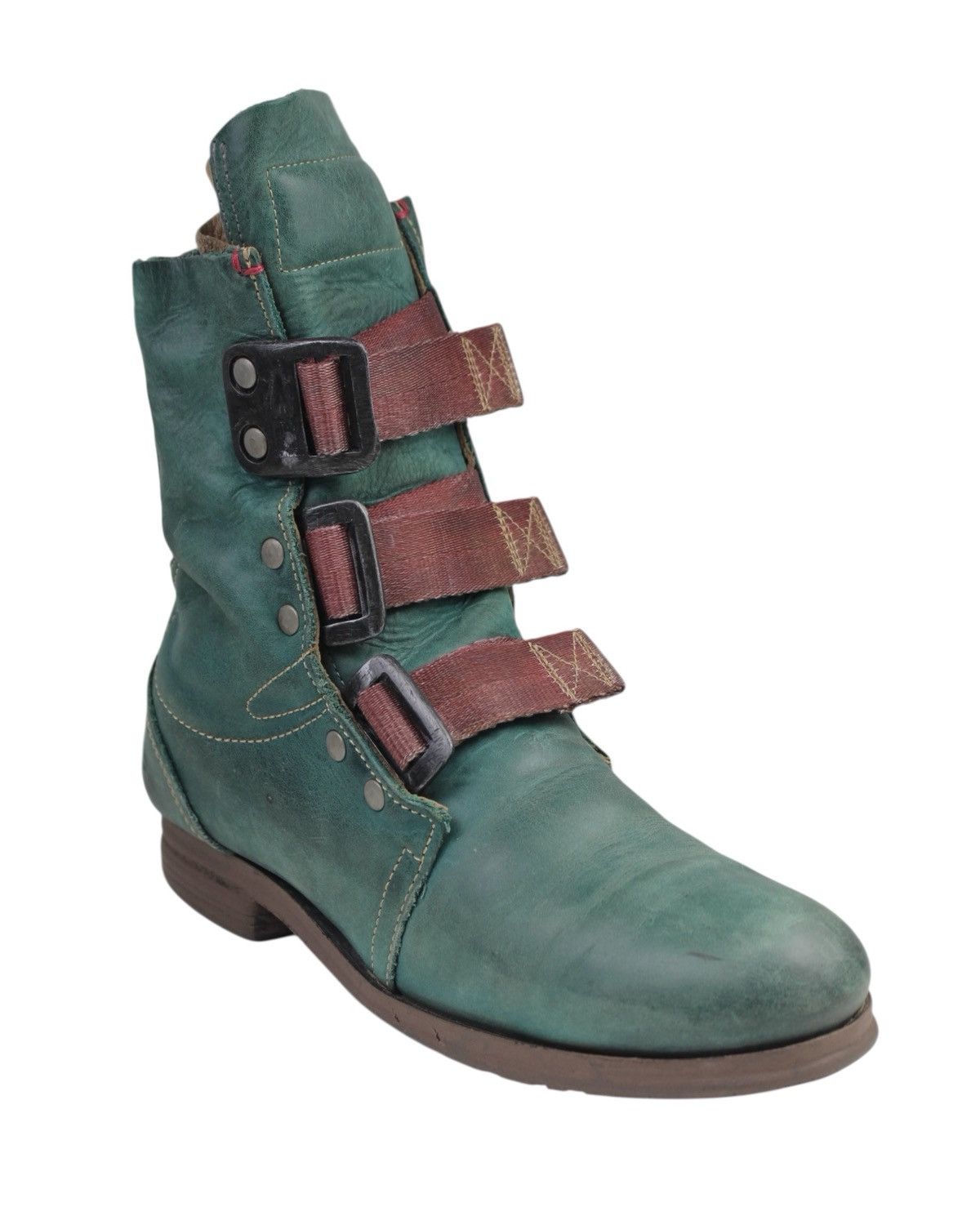Fly London 2000S FLY LONDON TRIPLE FURY TEAL GREEN LEATHER BOOTS Size US 8 / EU 41 - 2 Thumbnail