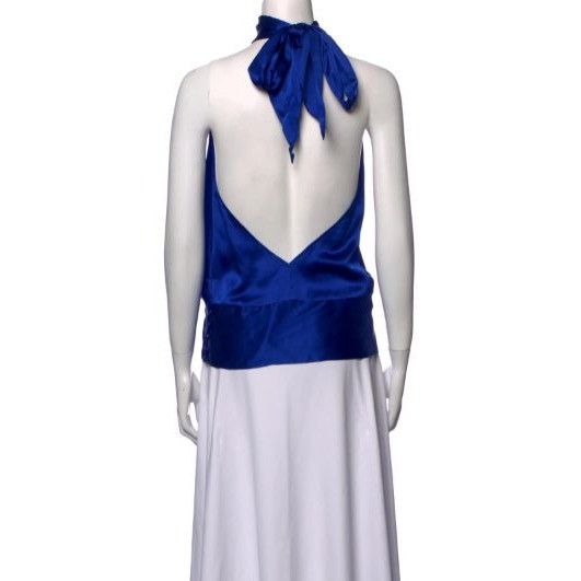 Other Mason Silk Vibrant Blue Halter Plunge V-Back Top Size S / US 4 / IT 40 - 3 Thumbnail