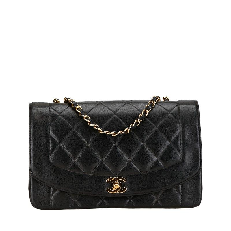 Chanel Chanel Chanel Diana 25 Chain Shoulder Bag Black Lambskin Leather Shoulder Bag in Very Good Condition Size ONE SIZE - 1 Thumbnail