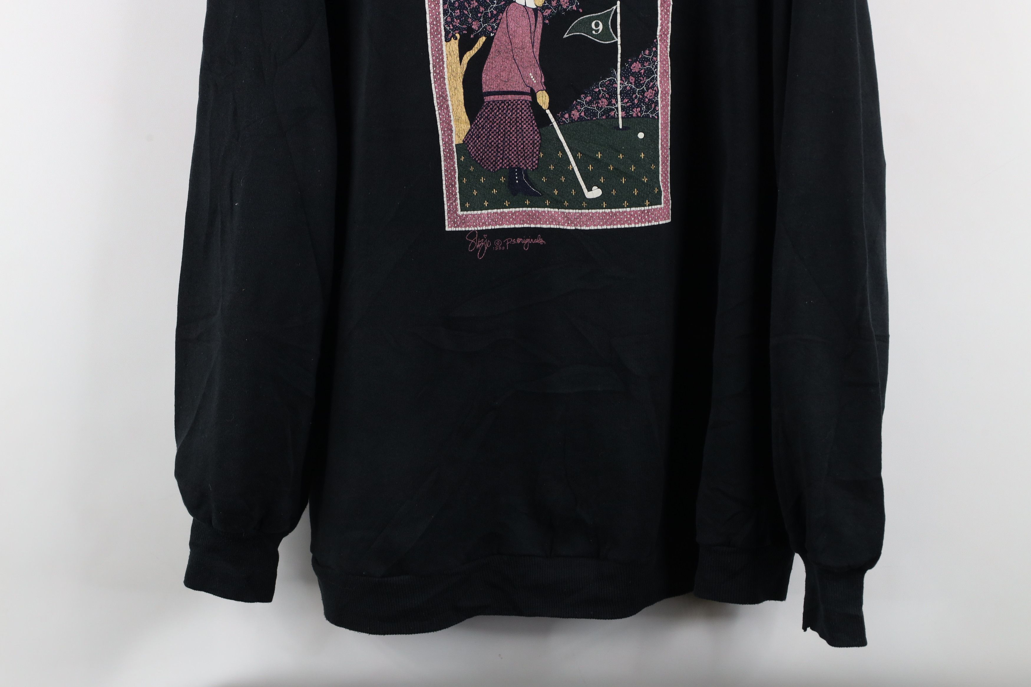 Vintage Vintage 90s Streetwear Nature Collared Sweatshirt Black USA Size XXL / US 16-18 / IT 52-54 - 3 Thumbnail