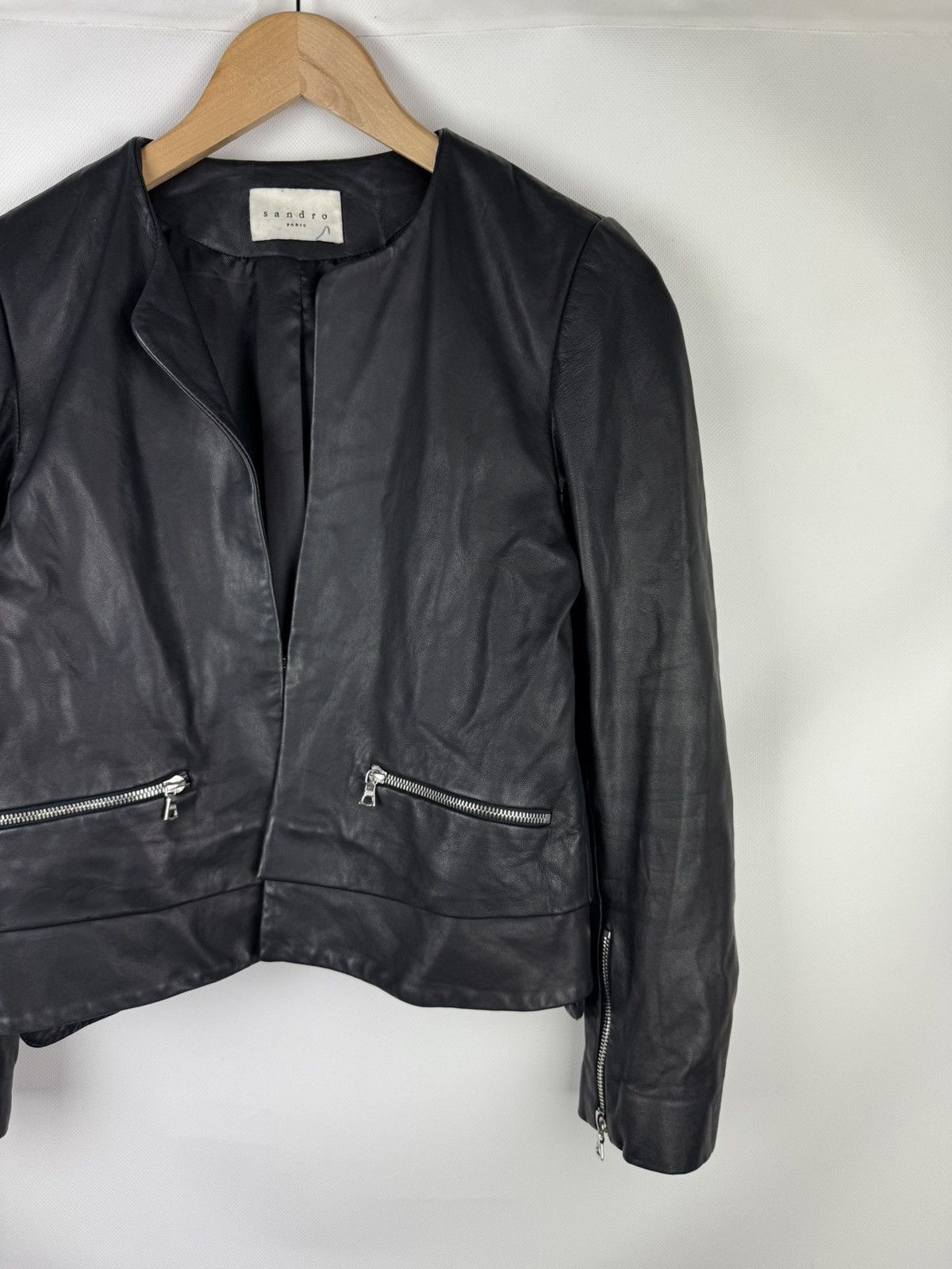 Sandro Sandro Paris Ladies Lamb Leather Biker Jacket Size ~ L Size L / US 10 / IT 46 - 3 Thumbnail