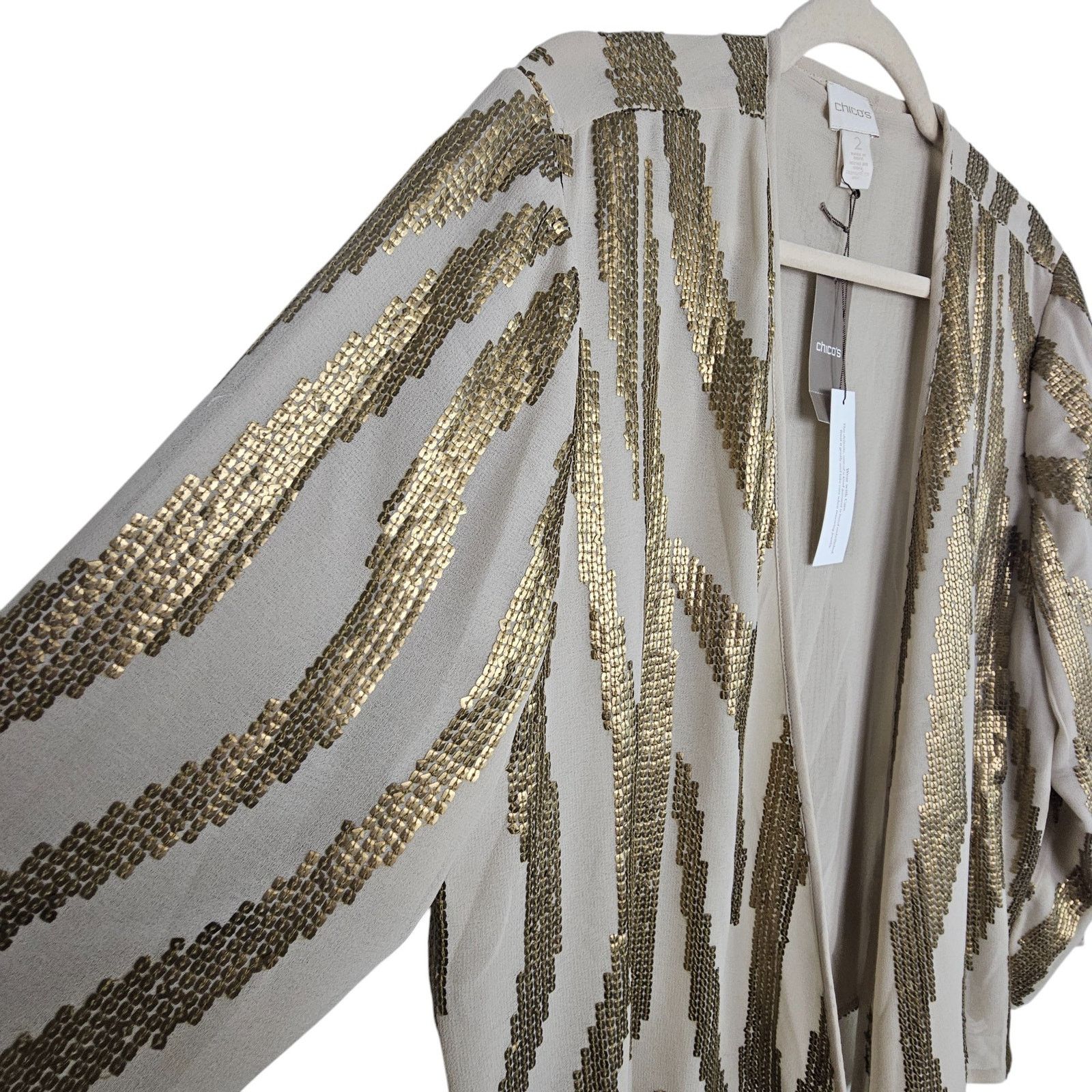 Chicos Chicos Sequin Zebra Print Cardigan Embellished Artisan Size L / US 10 / IT 46 - 5 Thumbnail