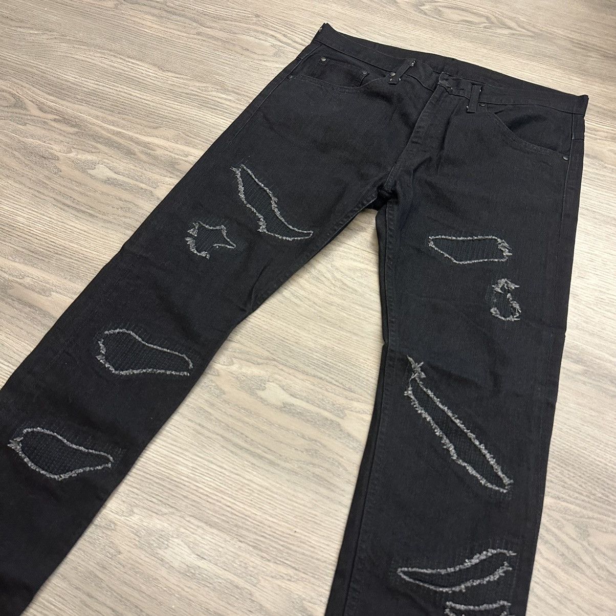 Bape Bape Black Damaged Denim Jeans Ape Milo Nigo Ye Pharrell Size US 34 / EU 50 - 3 Thumbnail