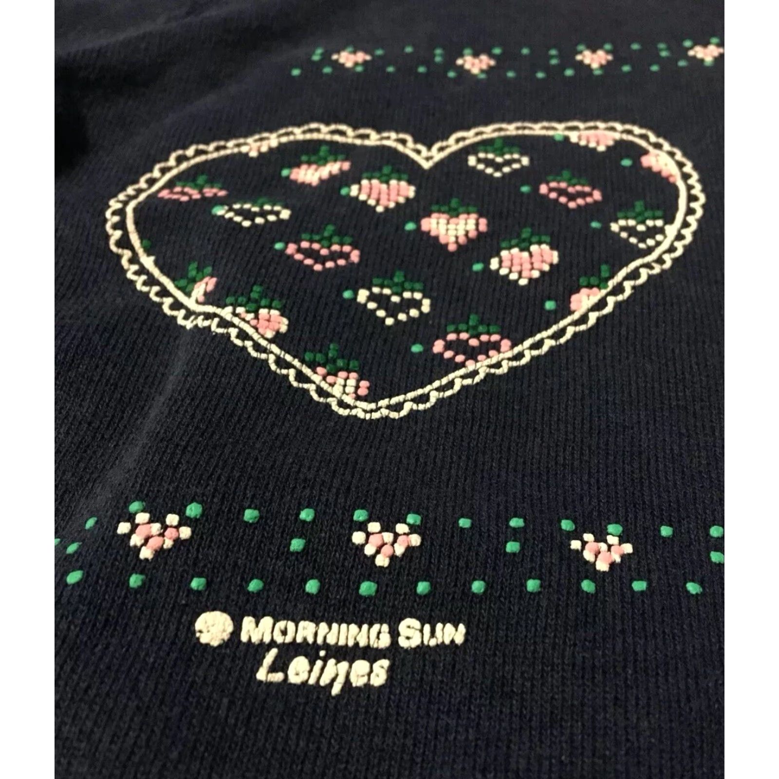 Vintage VINTAGE Morning Sun Heart Collared Sweatshirt M Navy/Blue 80s 90s Grunge Love USA Sports Baseball Basketball Hip Hop Retro College Nautical Flower Size US M / EU 48-50 / 2 - 3 Thumbnail