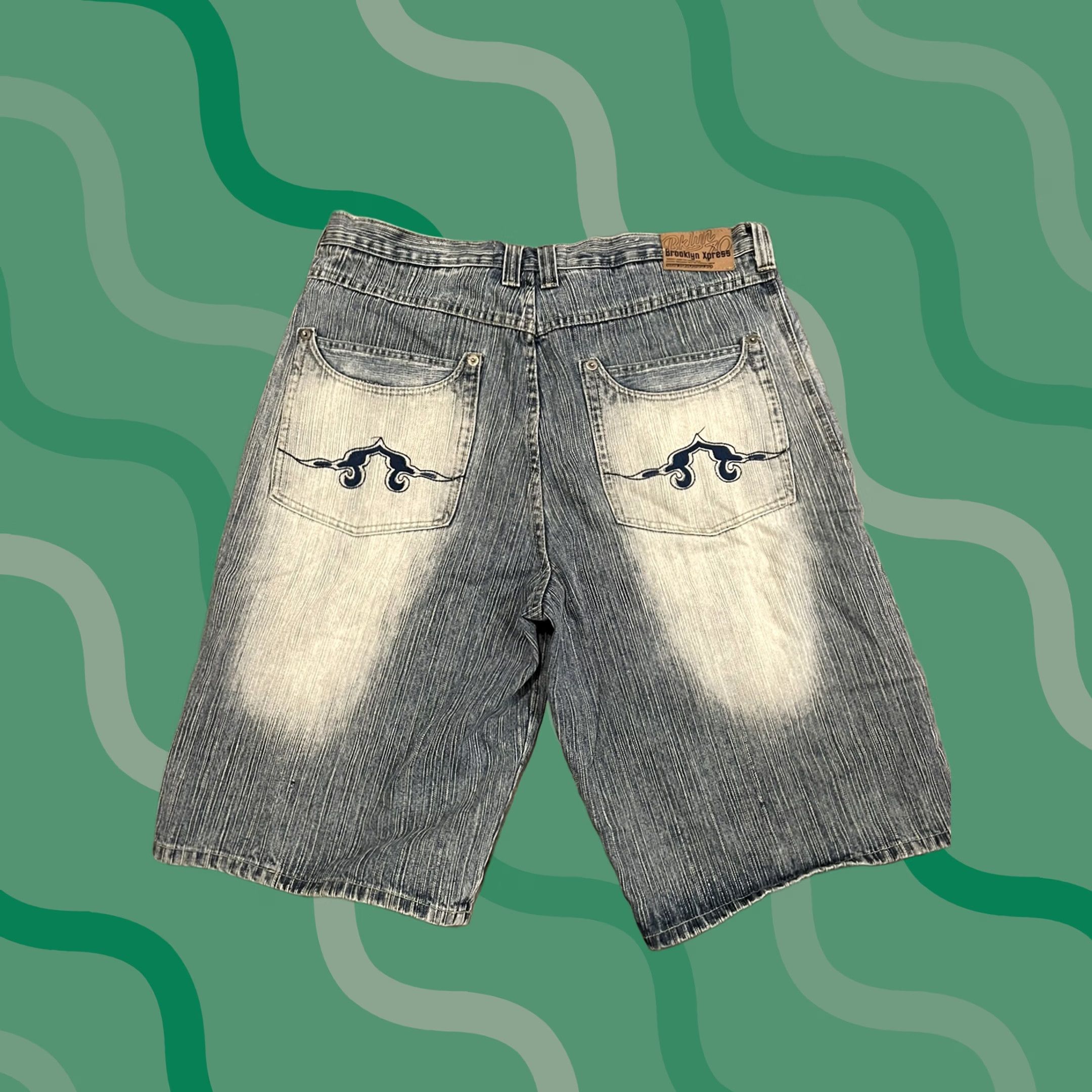 Express VINTAGE Brooklyn Xpress Light Wash Shorts Jorts 40 Men Regular 40 Inseam 13 Grunge Hip Hop 90s Workwear Casual Travel Size US 40 / EU 56 - 1 Thumbnail